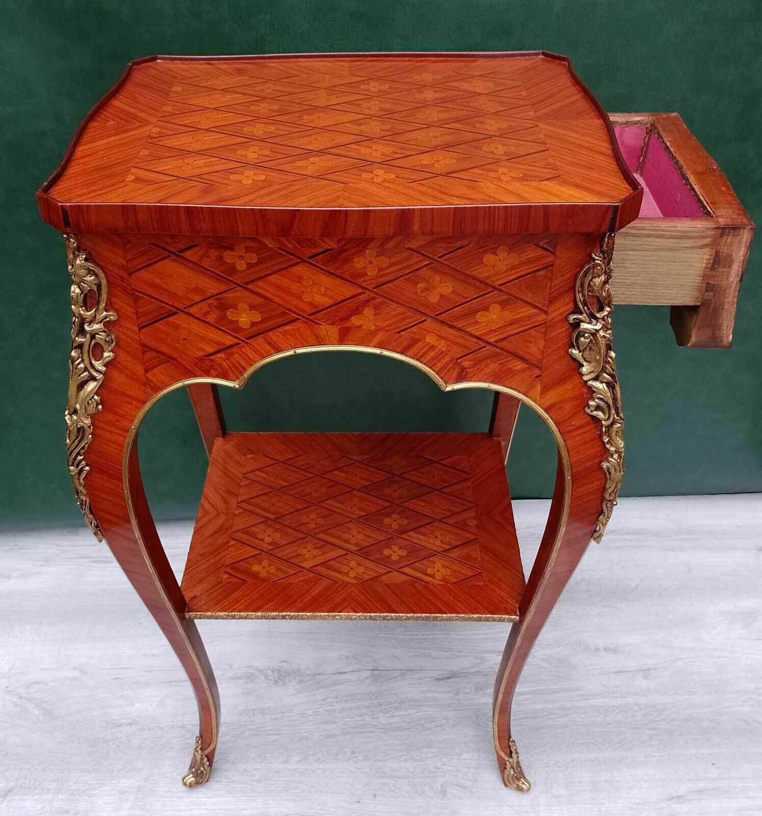 Antique Early 20th Century French Empire Ormolu And Kingwood Inlaid Lamp Table photo for sale