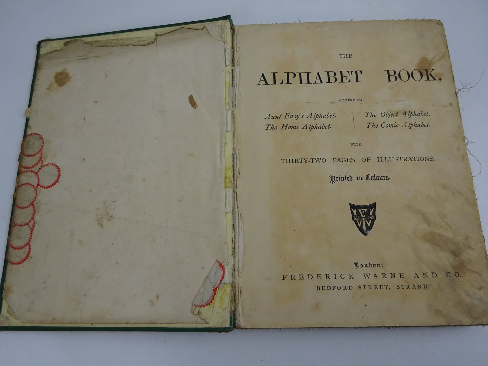 Victorian Alphabet Book By Warne's Mounted Toys Gifted In 1882 photo furniture