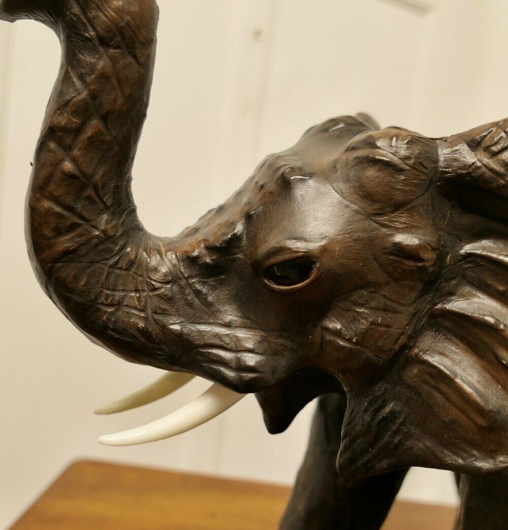 Arts And Crafts Leather Model Of An Elephant photo buy