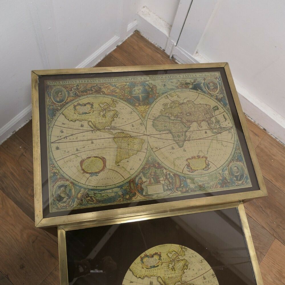 Mid Century Maison Jansen Campaign Style Nest Of 3 Tables photo for sale