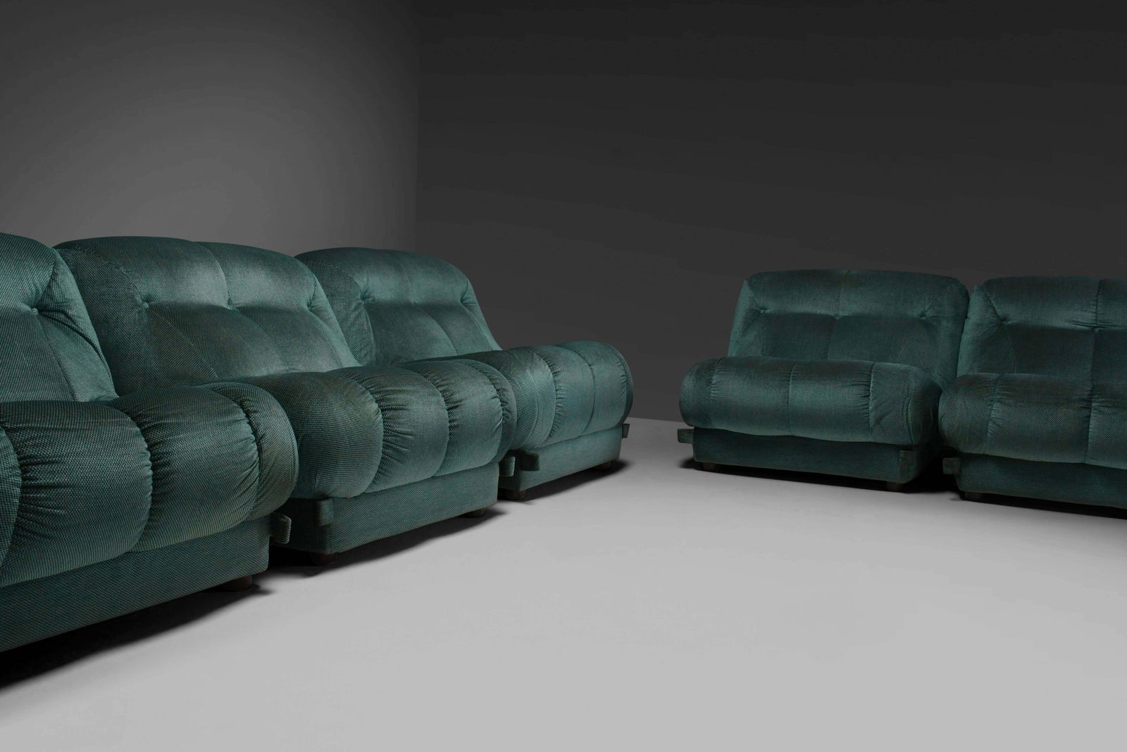 photo furniture Large Modular Sectional ‘Nuvolone’ Sofa By Rino Maturi In Green Fabric, 1970s