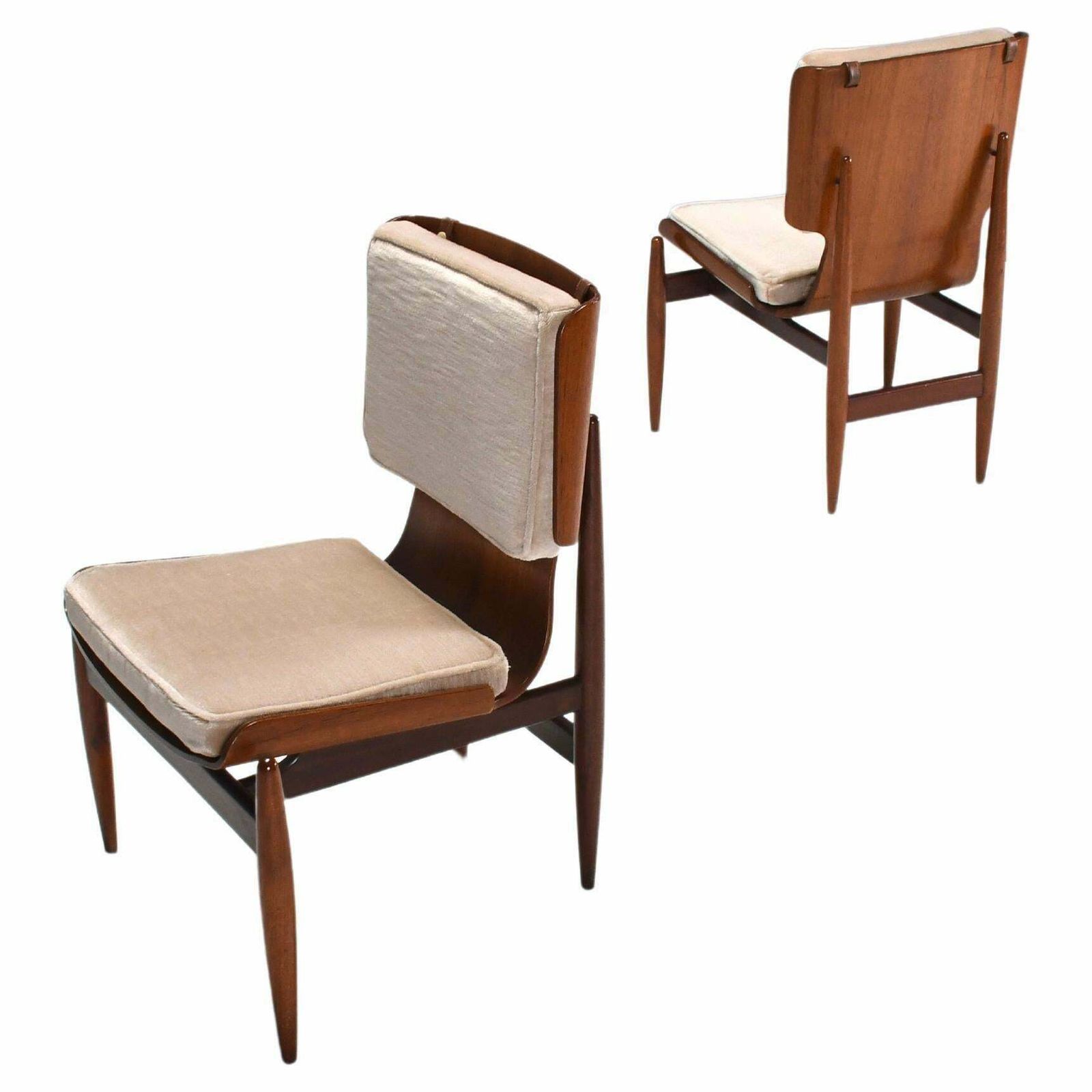 Pair Of Mohair And Plywood Chairs By Barovero Turino, Italy 1960s