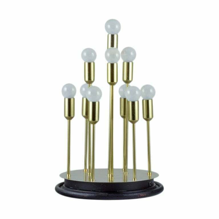 Sülken Leuchten, Germany. Modernist Lamp For Ten Bulbs. Brass On Wooden Base