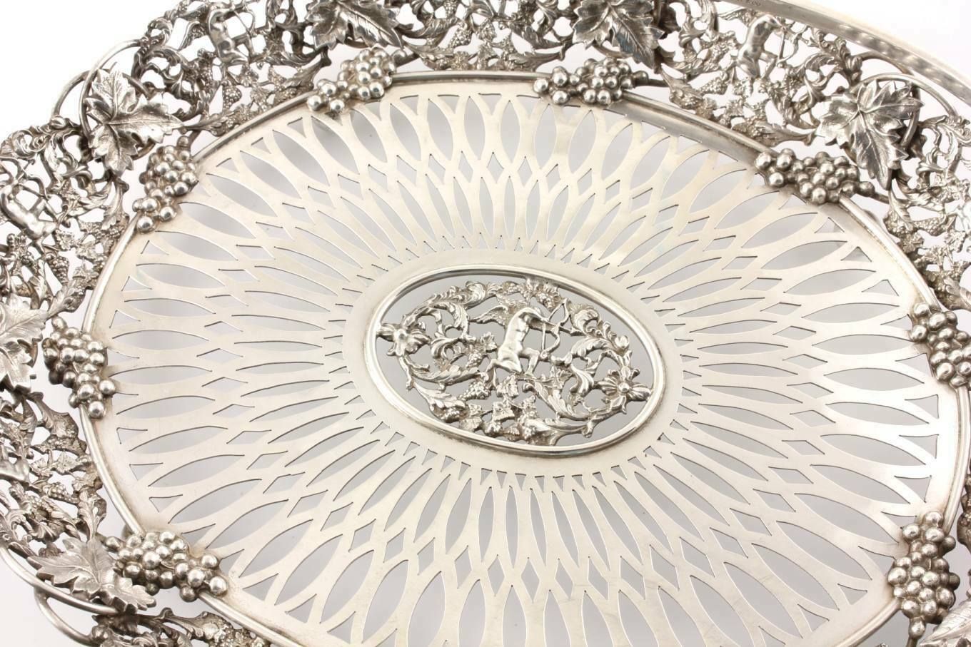 American Sterling Silver Renaissance Cake Basket. J E Caldwell & Co USA. photo for sale