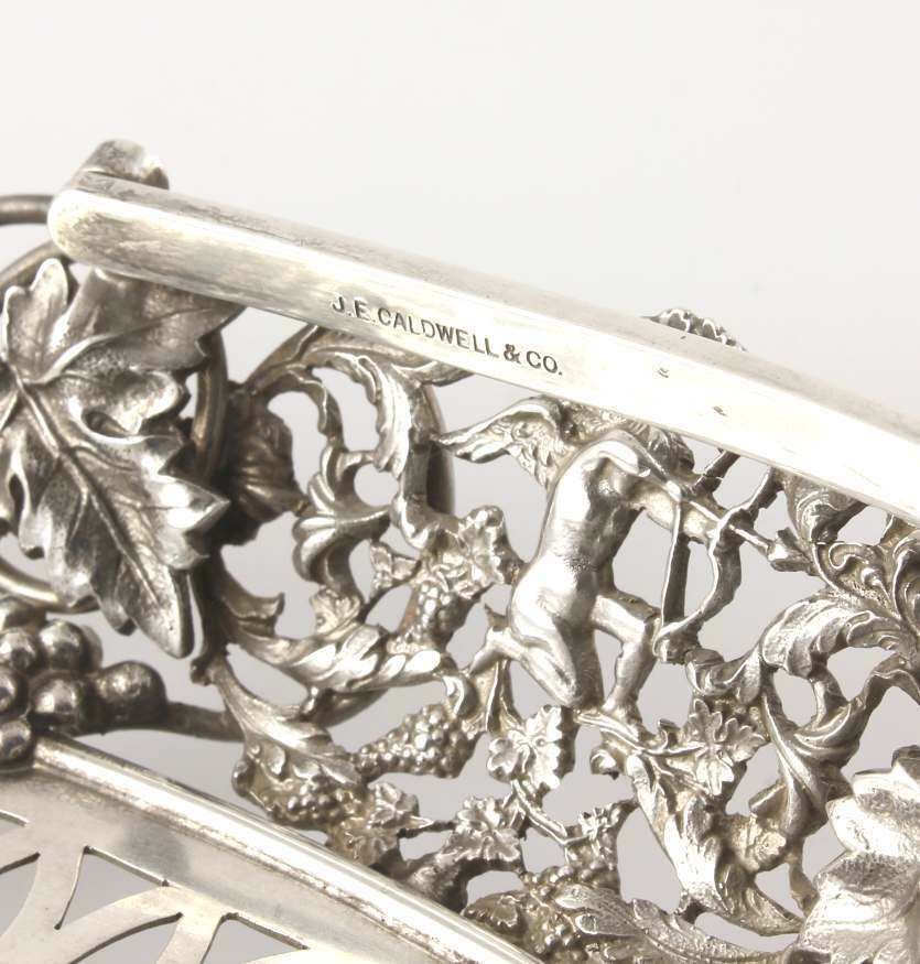 American Sterling Silver Renaissance Cake Basket. J E Caldwell & Co USA. photo vintage