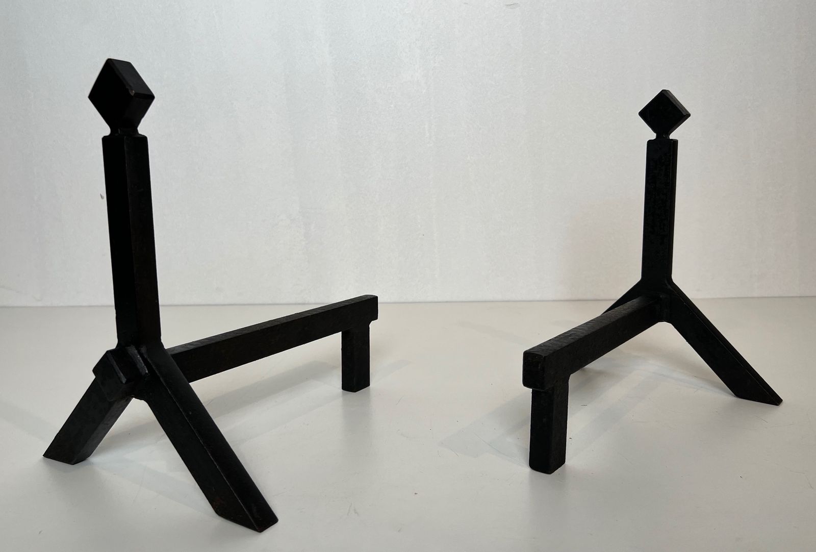 photo buy Pair Of Modernist Steel Andirons