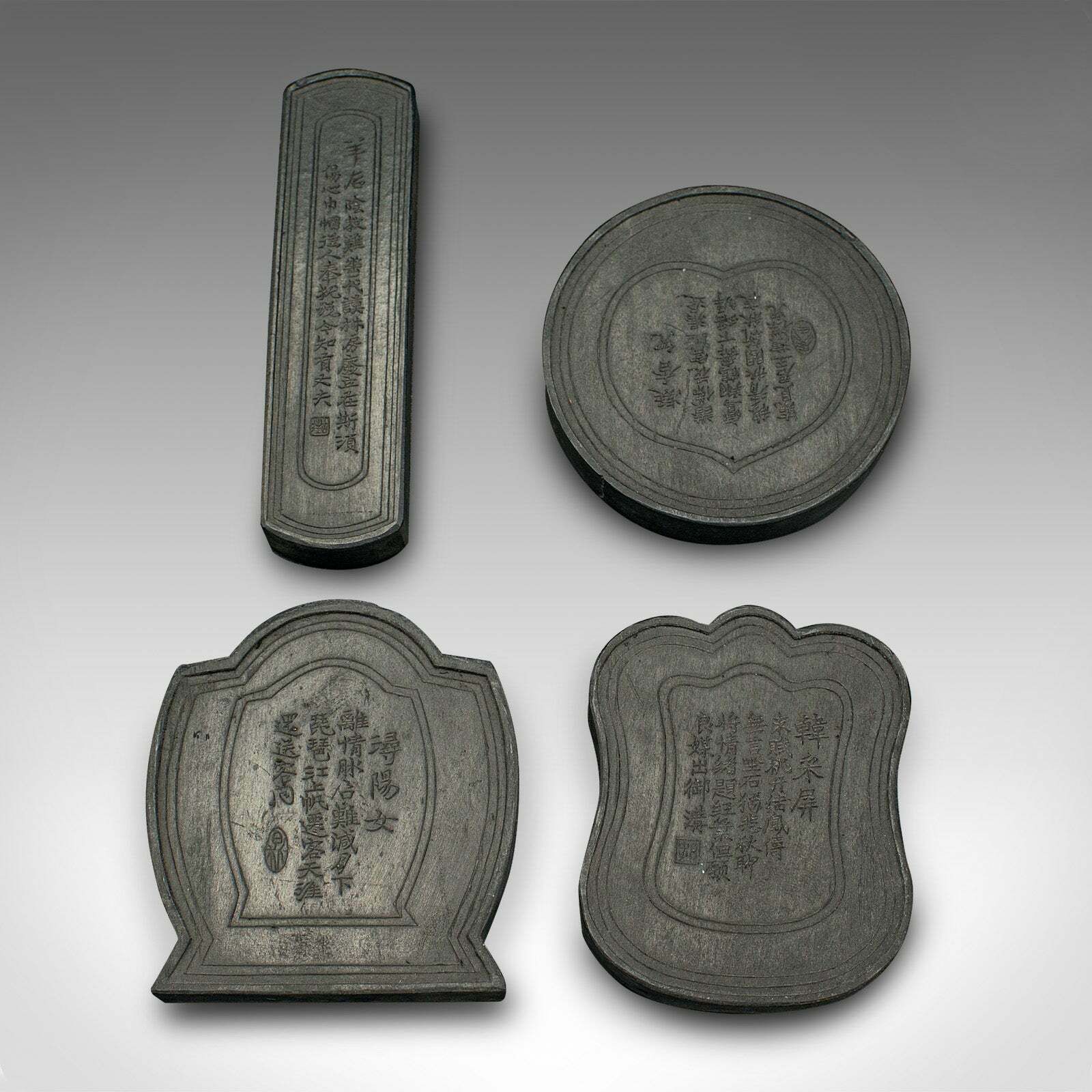 photo furniture Set Of 8 Antique Calligraphic Ink Blocks, Chinese, Case, Printing, Victorian