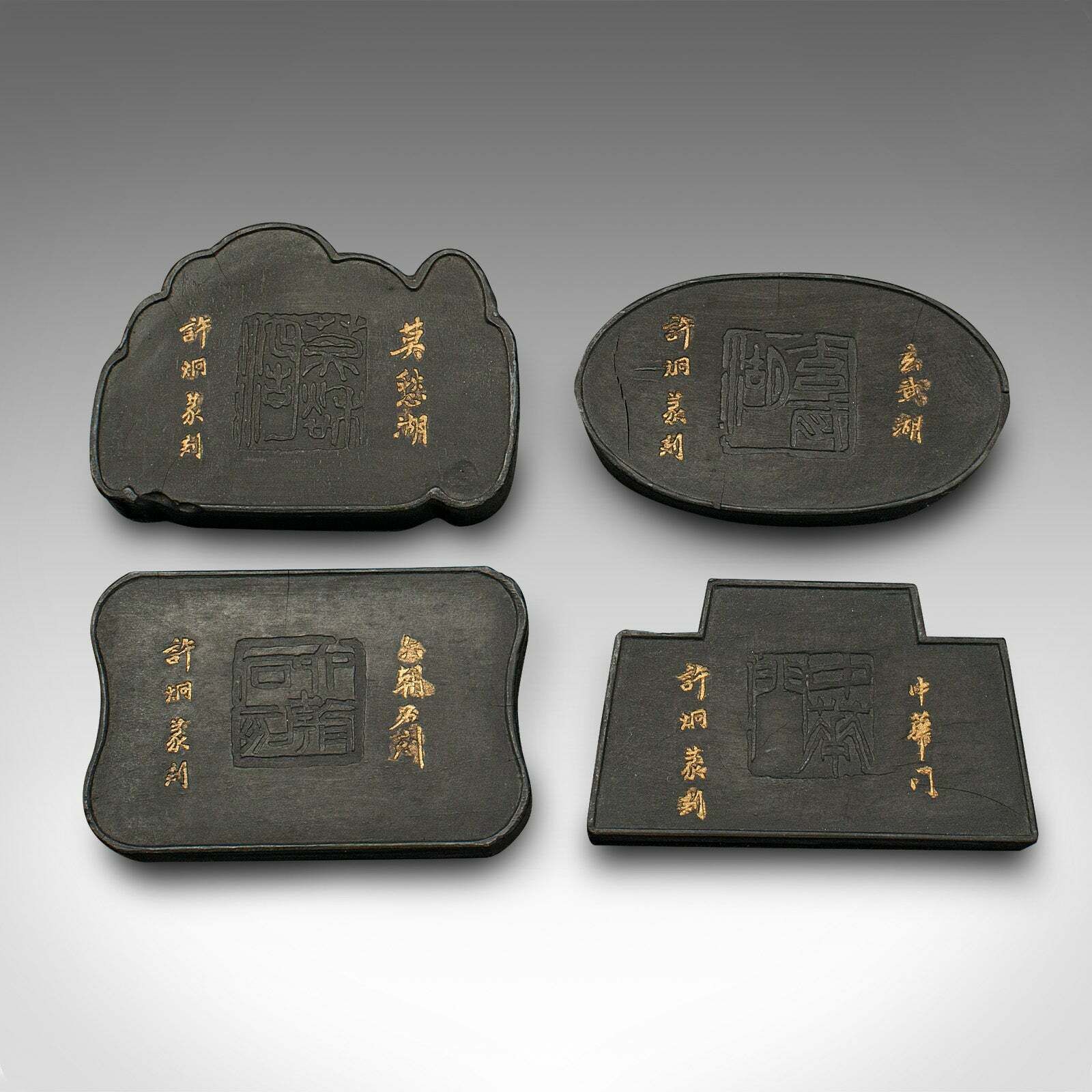 photo furniture Set Of 8 Antique Calligraphic Ink Blocks, Chinese, Boxed, Printing, Victorian