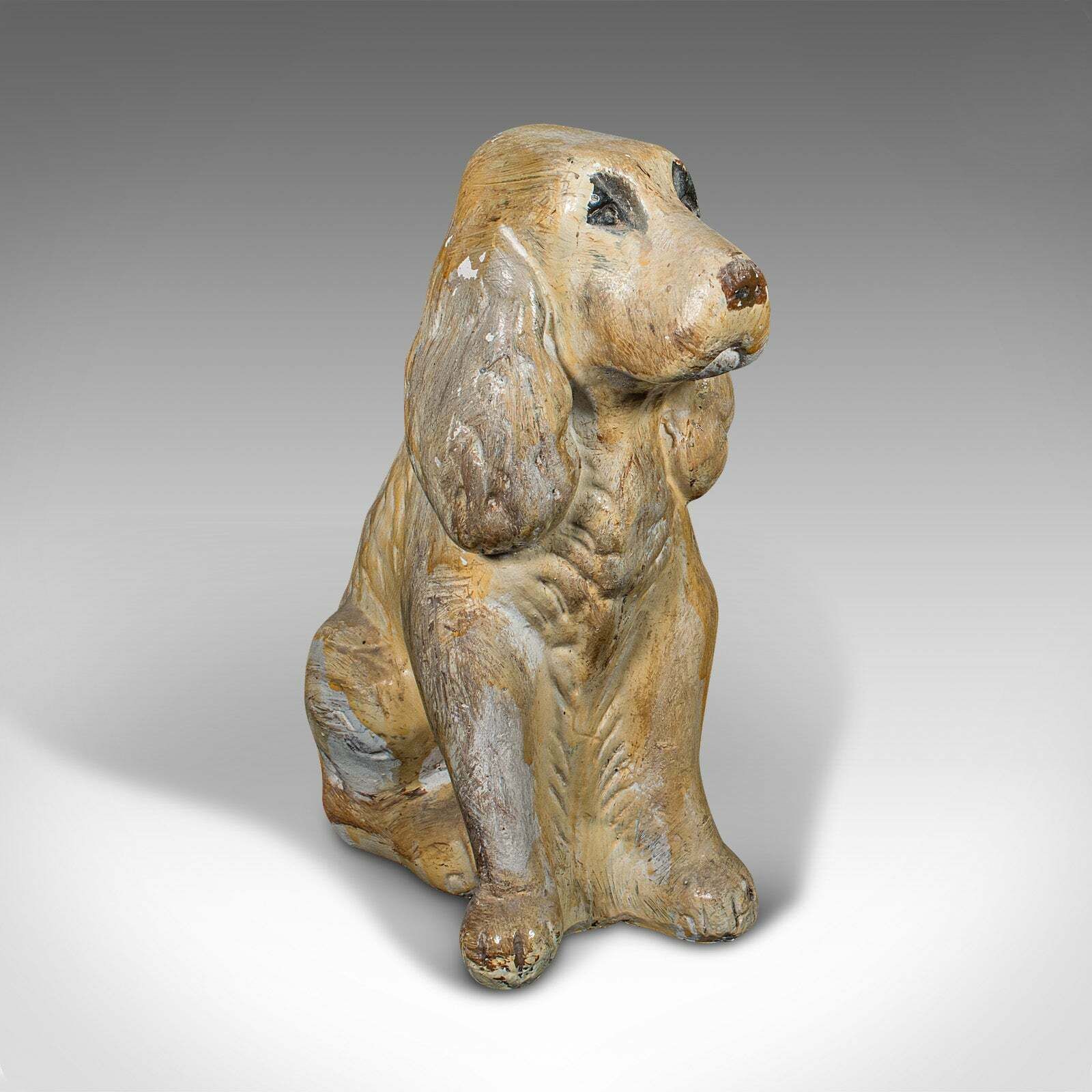 Pair Of Antique Cocker Spaniel Figures, English, Plaster, Doorstops, Edwardian photo buy