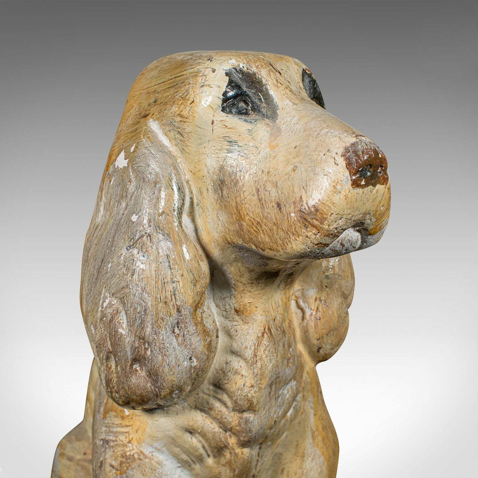 Art Pair Of Antique Cocker Spaniel Figures, English, Plaster, Doorstops, Edwardian photo
