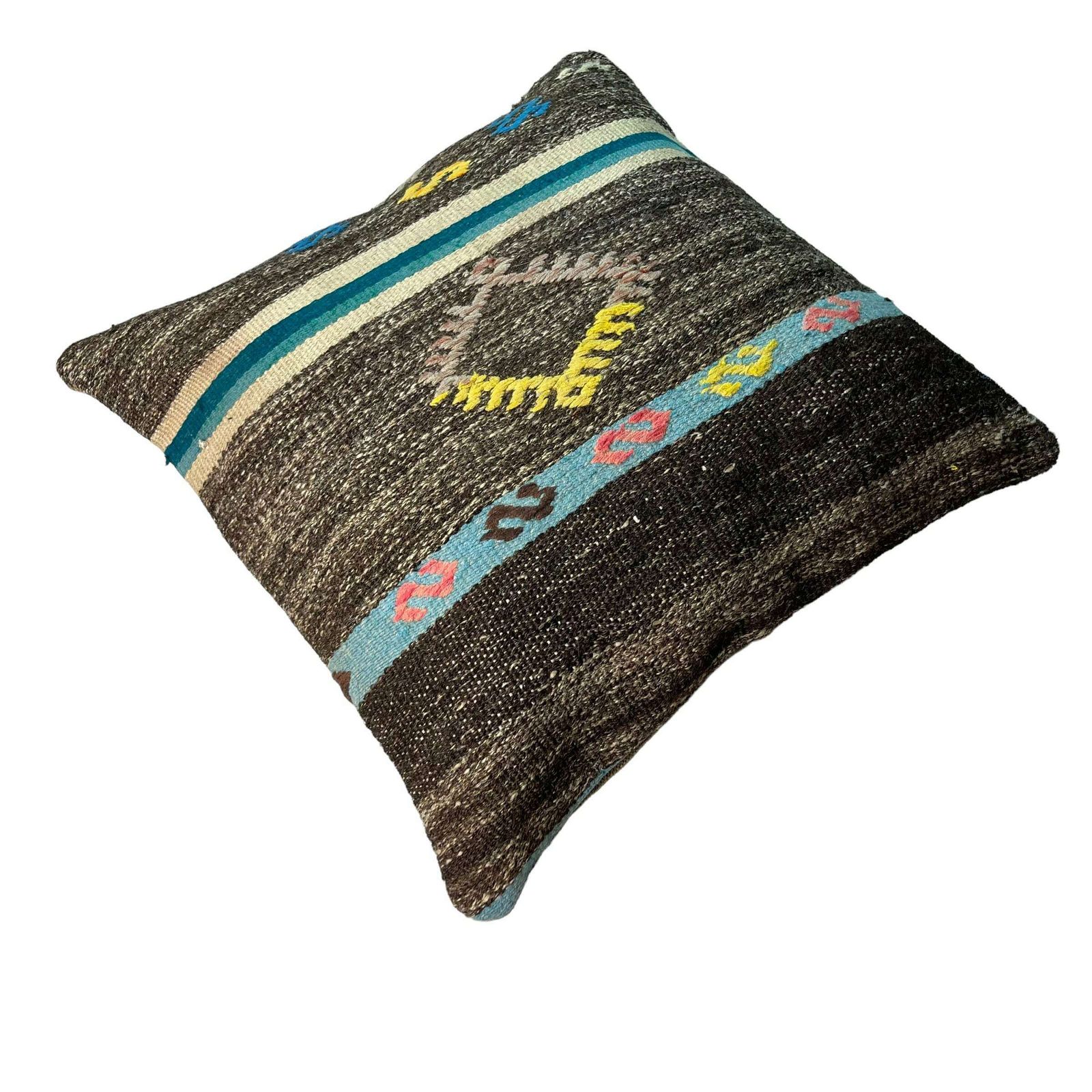 Ethnic Kilim Pillow, 18x18 Pillow Cover, Bohemian Kilim Pillow, Handwoven Kilim Pillow, Sofa Throw Pillow, Meditation Kilim Cover photo Textiles