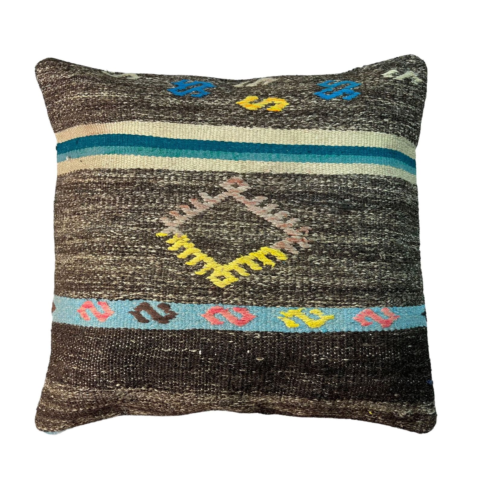 Ethnic Kilim Pillow, 18x18 Pillow Cover, Bohemian Kilim Pillow, Handwoven Kilim Pillow, Sofa Throw Pillow, Meditation Kilim Cover photo vinterior