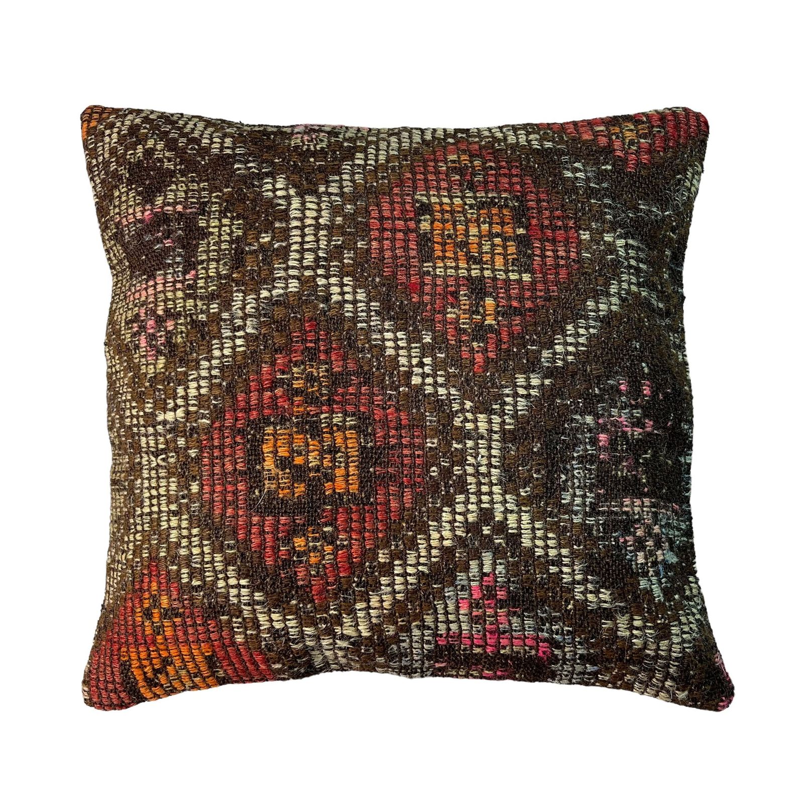 Etnische Kilim Kussen, 45x45 Cm Kussenhoes, Bohemian Kilim Kussen, Handgeweven Kilim Kussen, Sierkussen Voor Bank, Meditatie Kilim Hoes photo vinterior