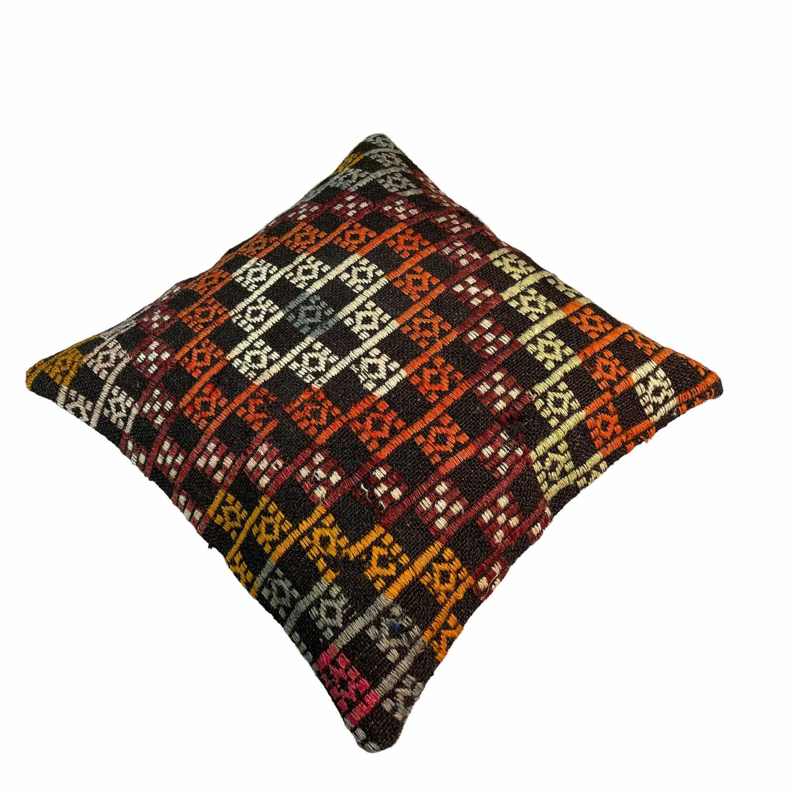 Ethnic Kilim Pillow, 18x18 Pillow Cover, Bohemian Kilim Pillow, Handwoven Kilim Pillow, Sofa Throw Pillow, Meditation Kilim Cover photo vintage