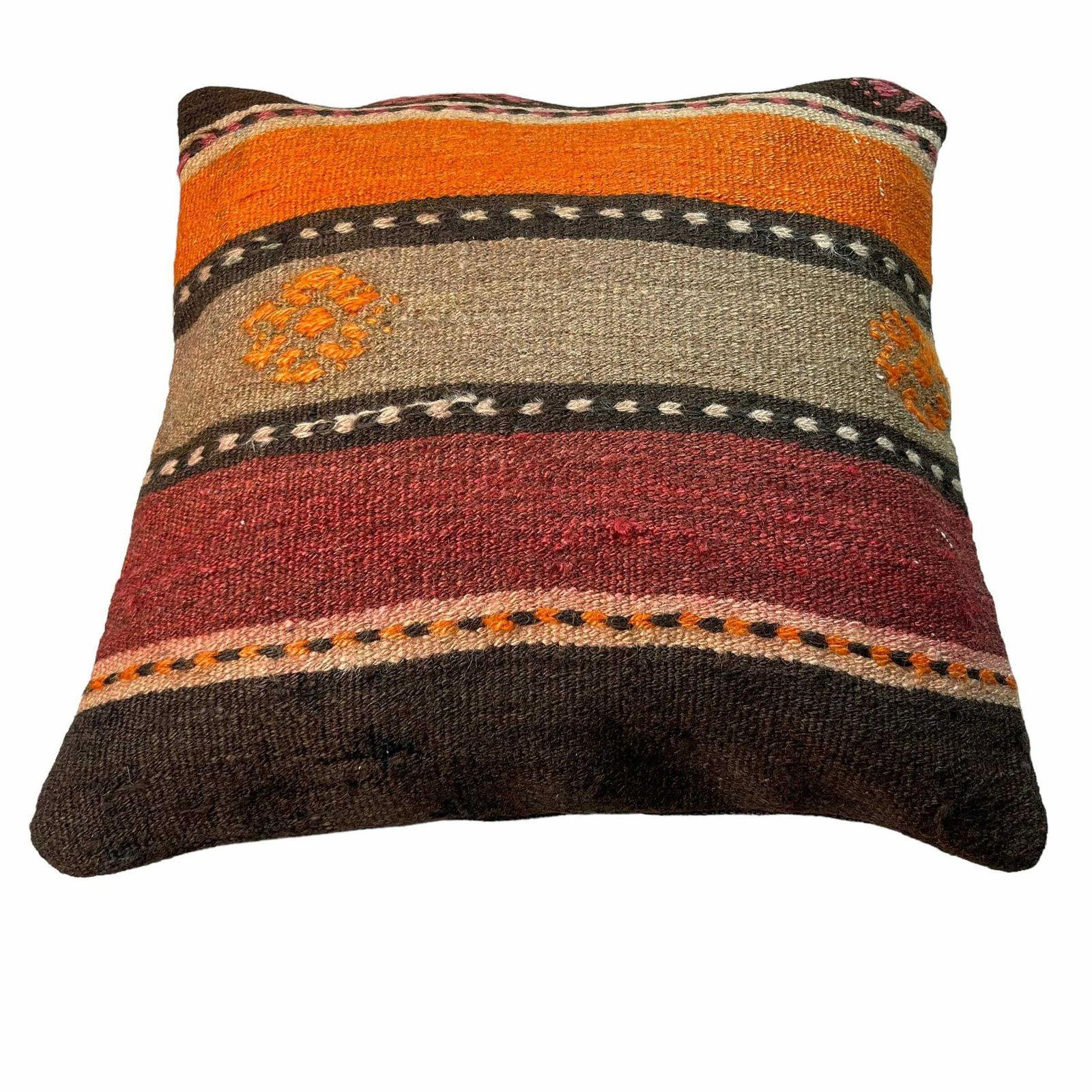 Ethnic Kilim Pillow, 18x18 Pillow Cover, Bohemian Kilim Pillow, Handwoven Kilim Pillow, Sofa Throw Pillow, Meditation Kilim Cover photo vinterior