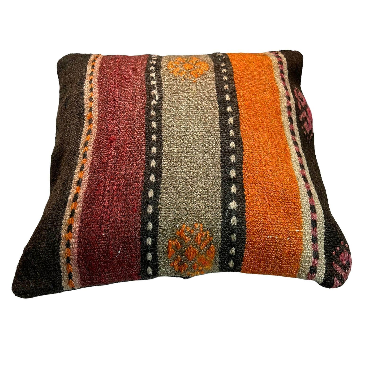 Ethnic Kilim Pillow, 18x18 Pillow Cover, Bohemian Kilim Pillow, Handwoven Kilim Pillow, Sofa Throw Pillow, Meditation Kilim Cover photo vintage