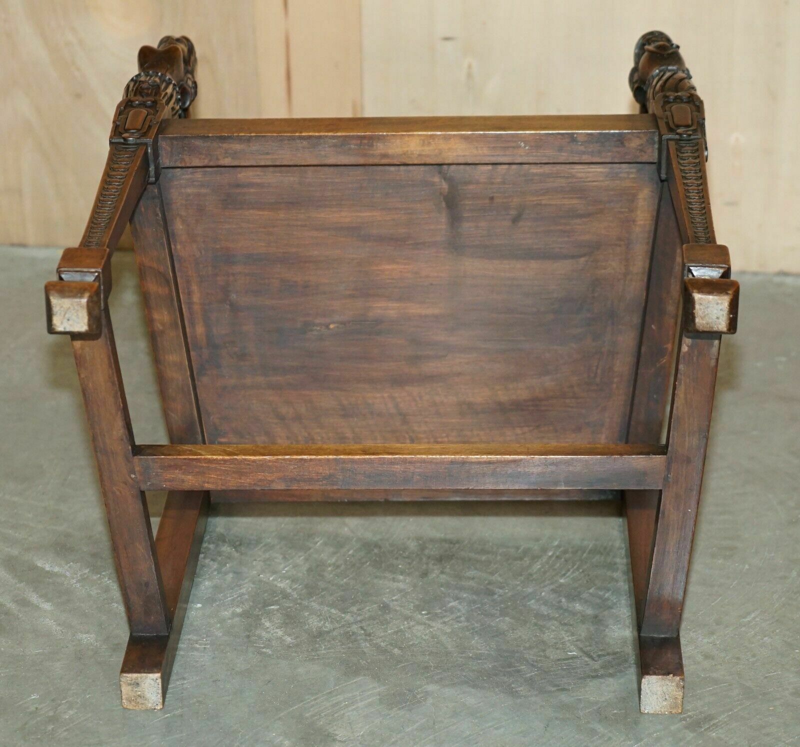 photo for sale Pair Of Ornately Carved Neo Gothic Solid Walnut 19th Century Ceremony Armchairs