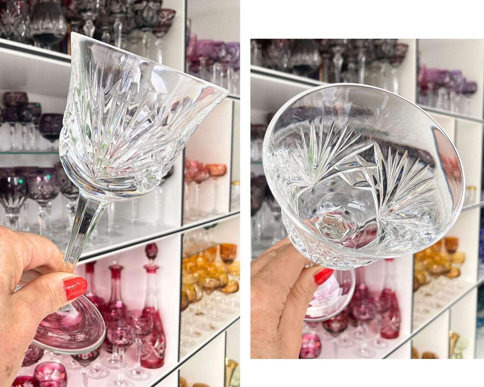 Nachtmann Nierstein Wine Glasses | 6pcs | Cut Criss Cross & Fan Design | 1965 1980 photo 119.0