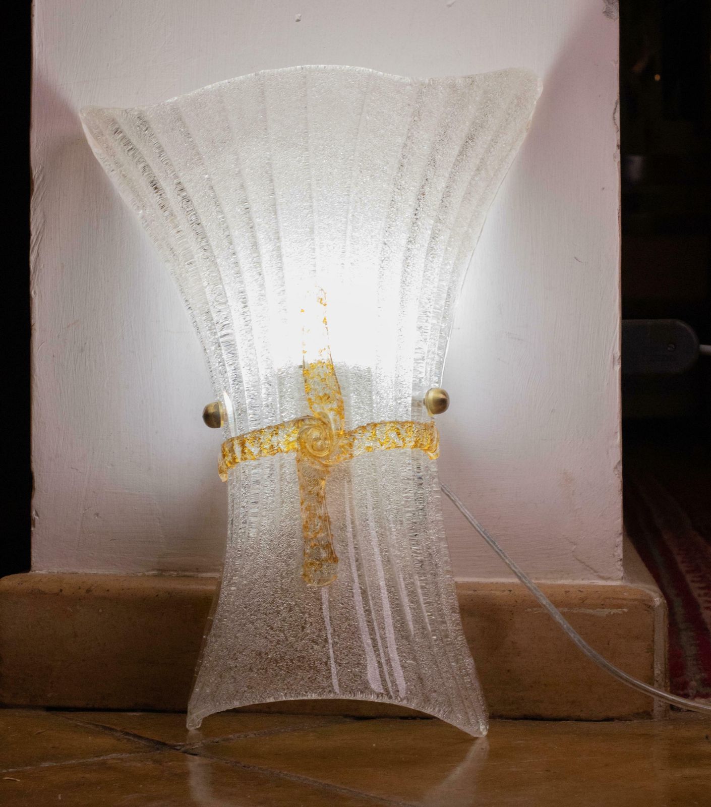 Pair Of Big Size Vintage Italian Murano Glass Wall Sconces, 1970 photo vinterior