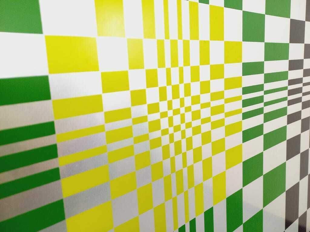 photo vinterior Nieuw | Zeefdruk Op Aluminium In Kinetisch Dambordpatroon, Gesigneerd Locof