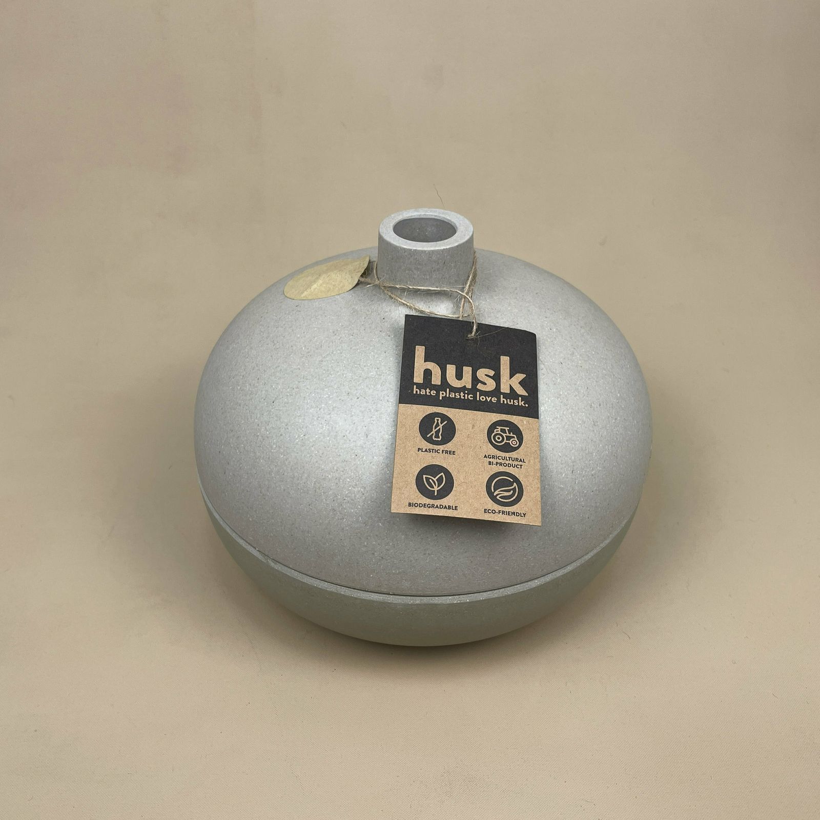 New Husk Round Pill Vase Pot Made From Bamboo Sustainable Indoor Outdoor Green Eco Friendly Circular