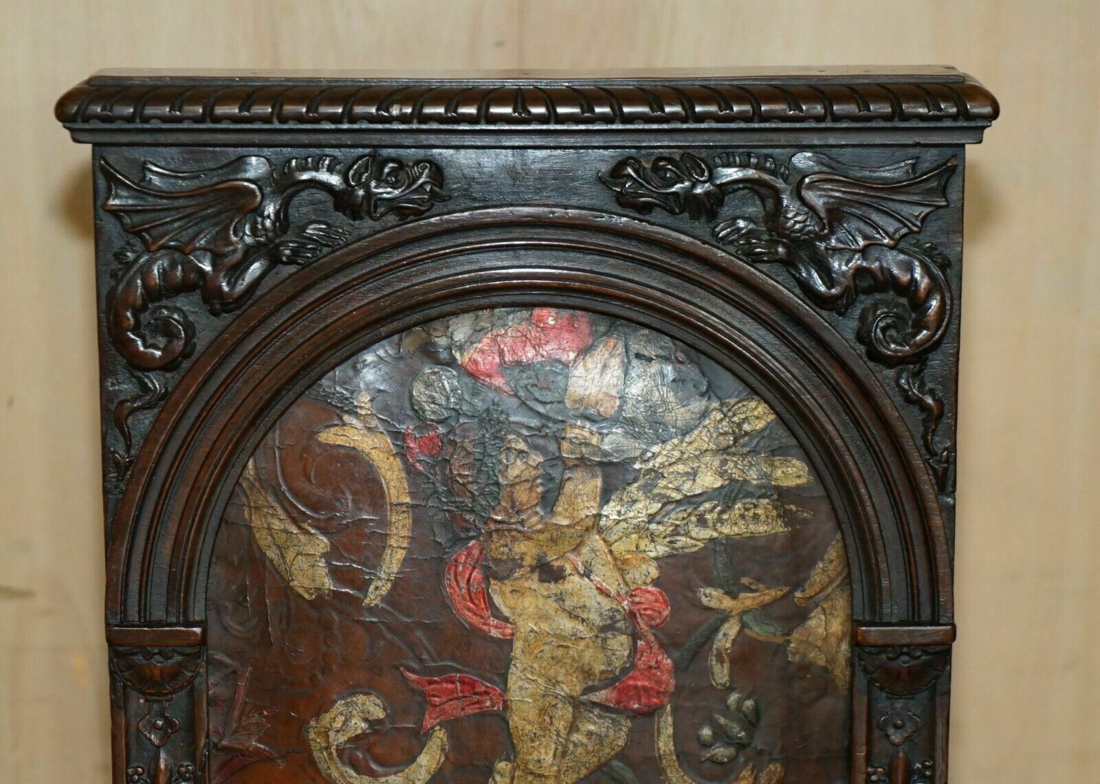 Pair Of Antique 1640 Caquetoire Carved Walnut Polychrome Painted Armchairs photo 7950.0