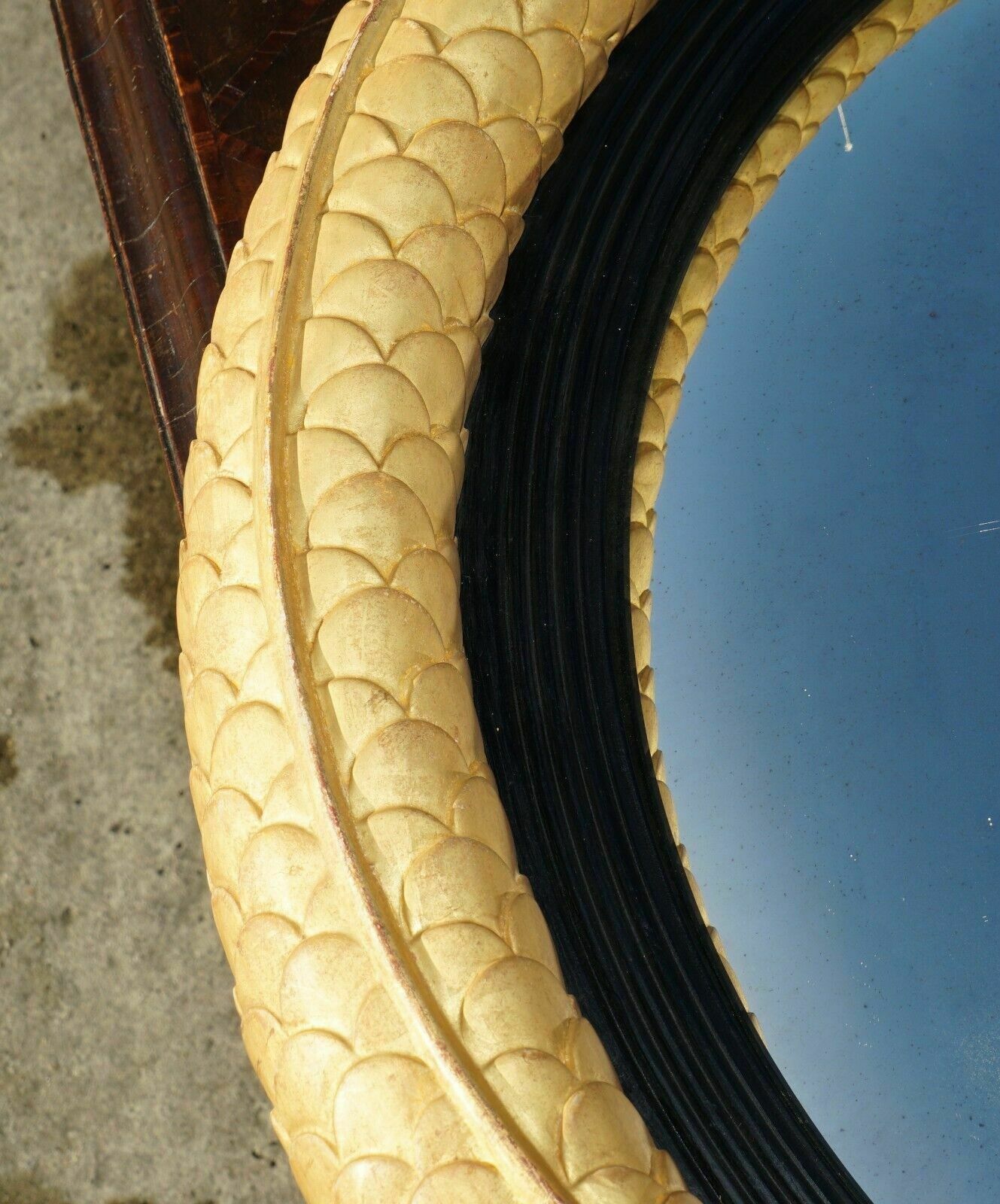 7500.0 Pair Of Extra Large Stunning Regency Style Gold Gilt Twin Serpent Convex Mirrors photo