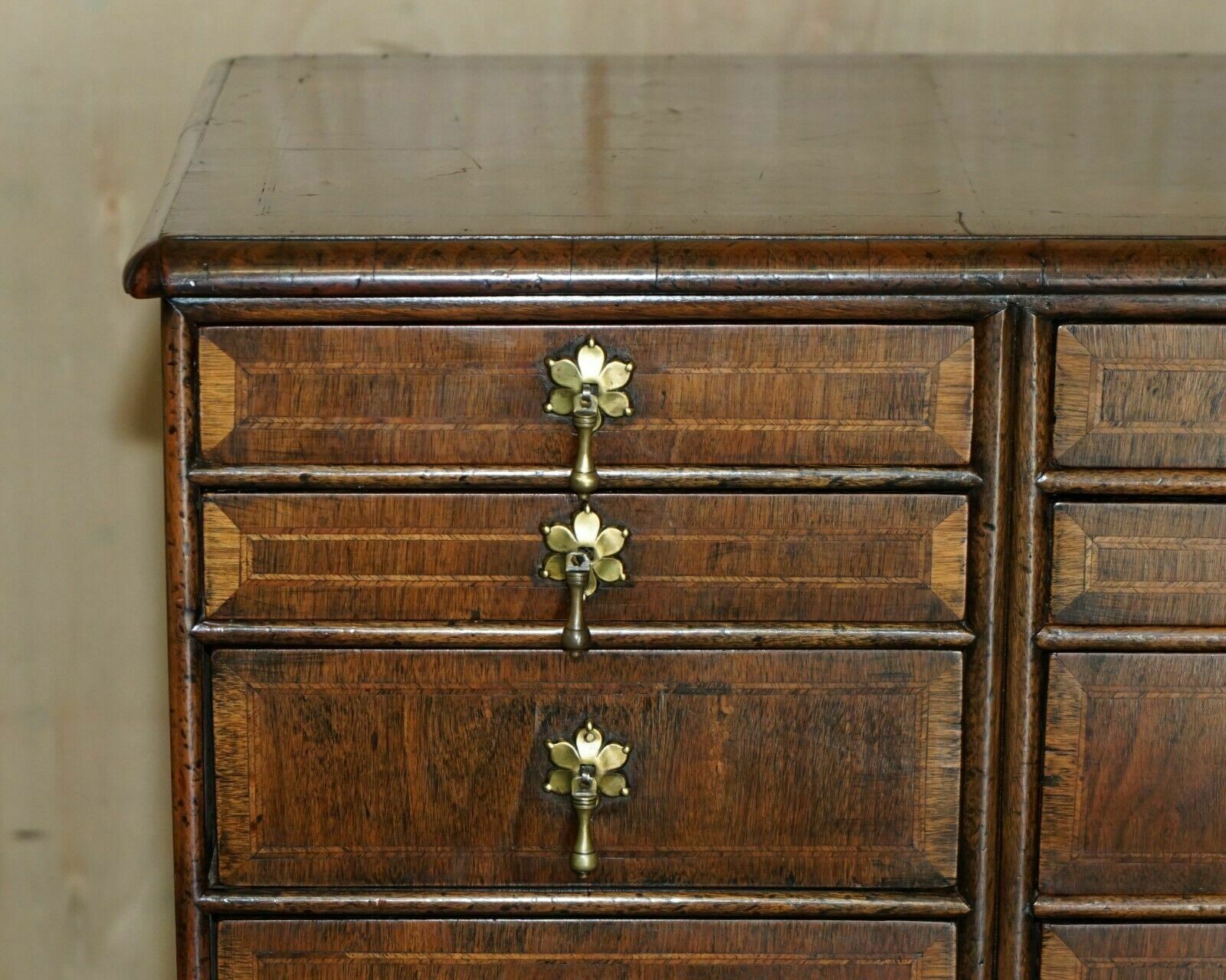 Exquisite Antique Circa 1760 Burr Walnut George III Bank / Chest Of Drawers photo Furniture
