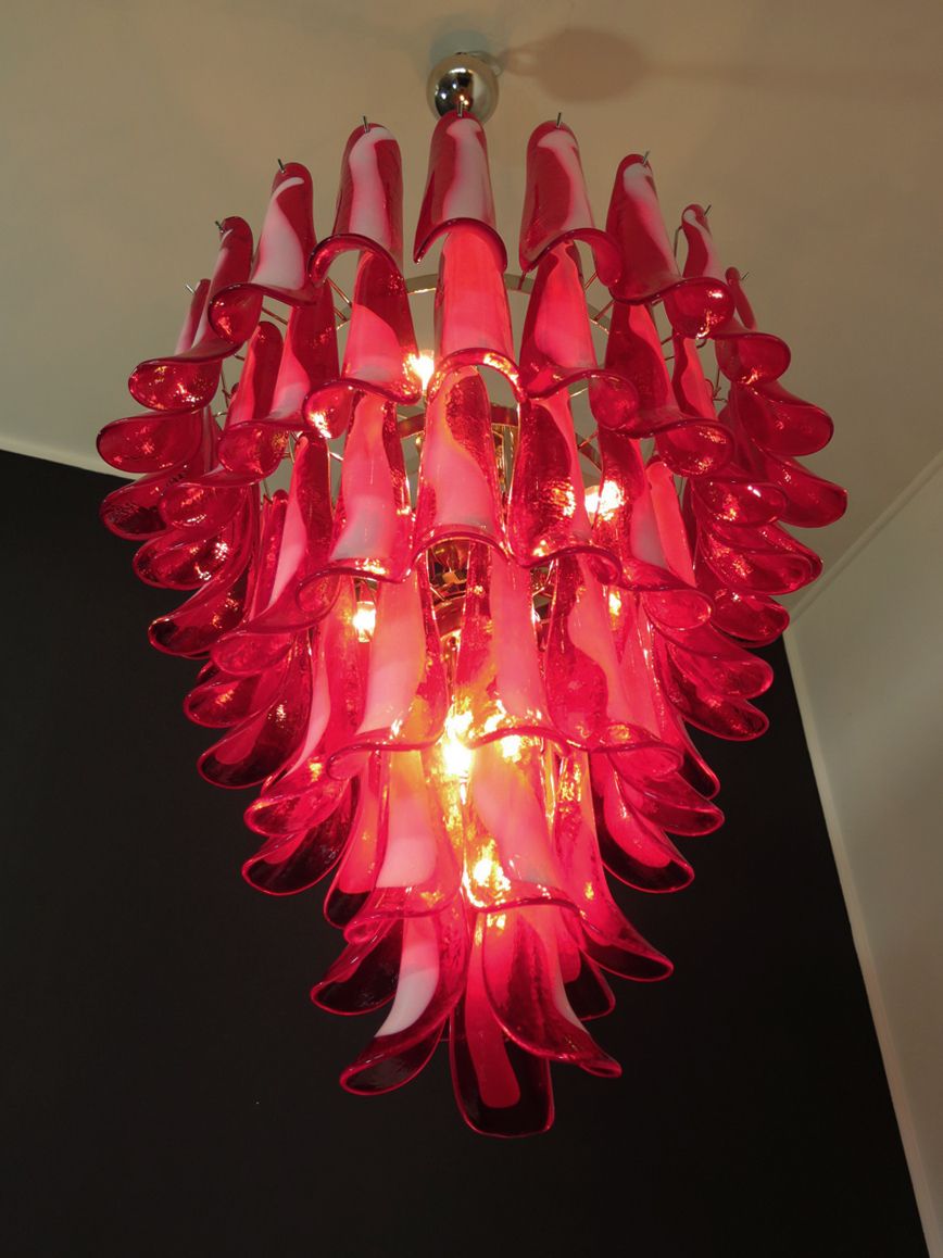 photo furniture Italian Vintage Murano Chandelier In The Manner Of Mazzega   75 Red Glass Petals