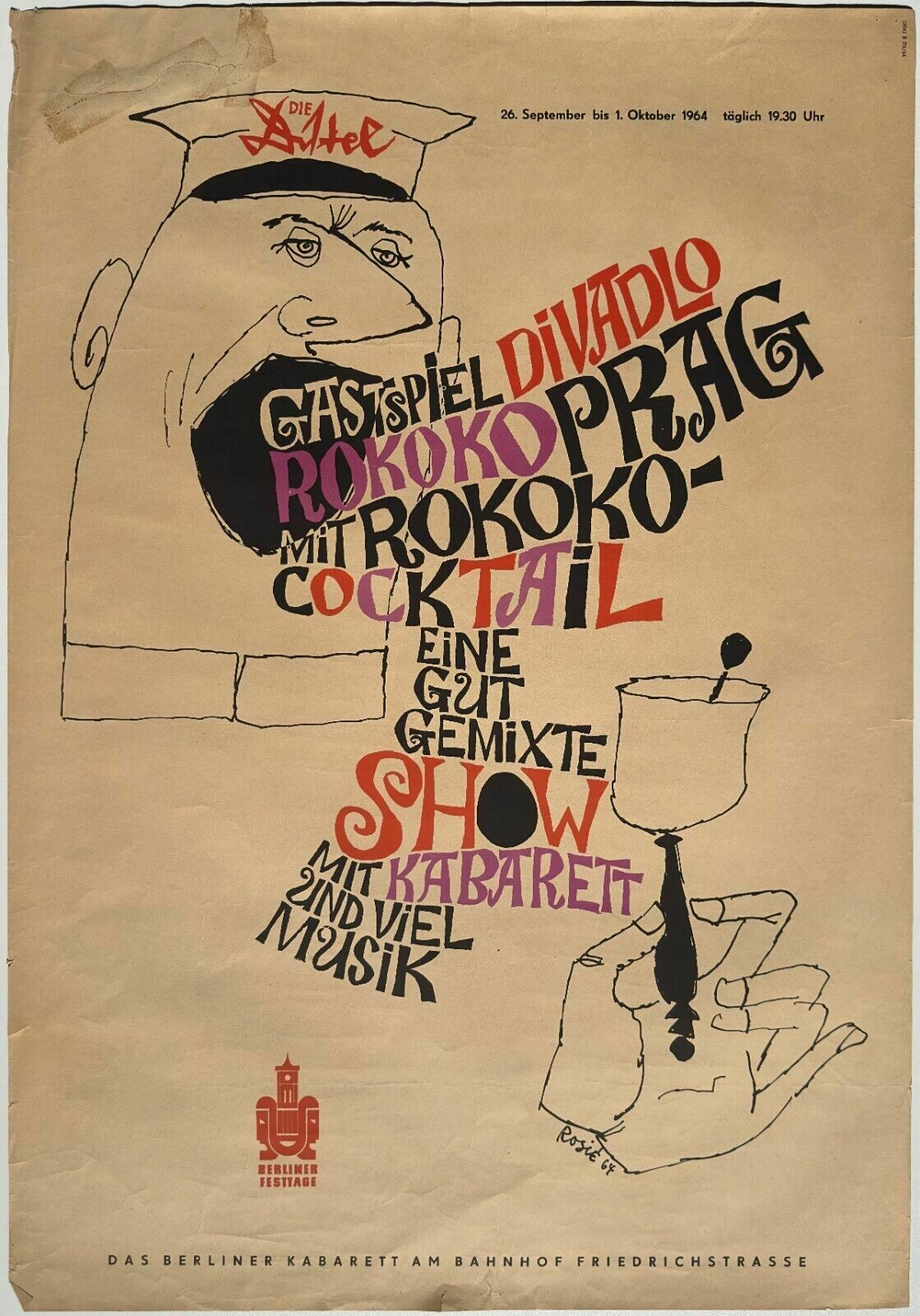 Do You Have One To Sell ? Sell ​​Yours Das Berliner Kabarett Berliner Festtage Poster Poster 1964 Gastspiel Divadlo