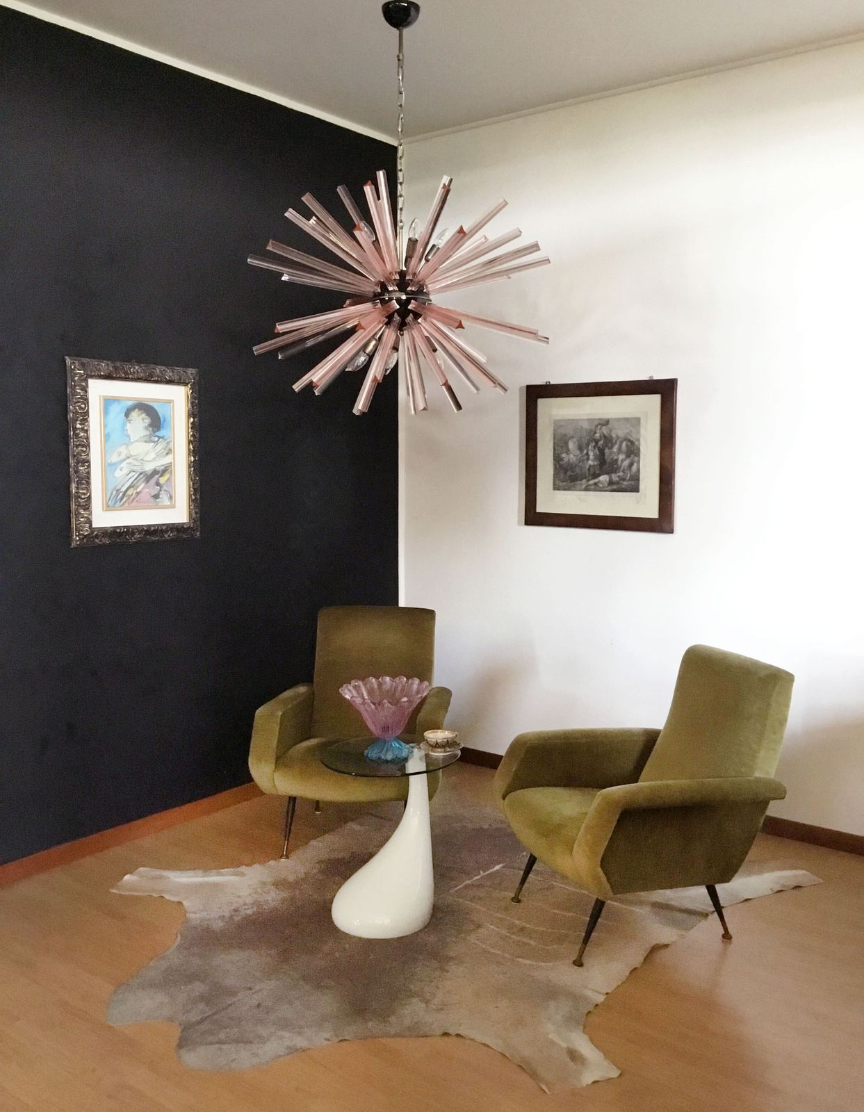Crystal Prism Sputnik Chandeliers   50 Pink Prisms photo vintage