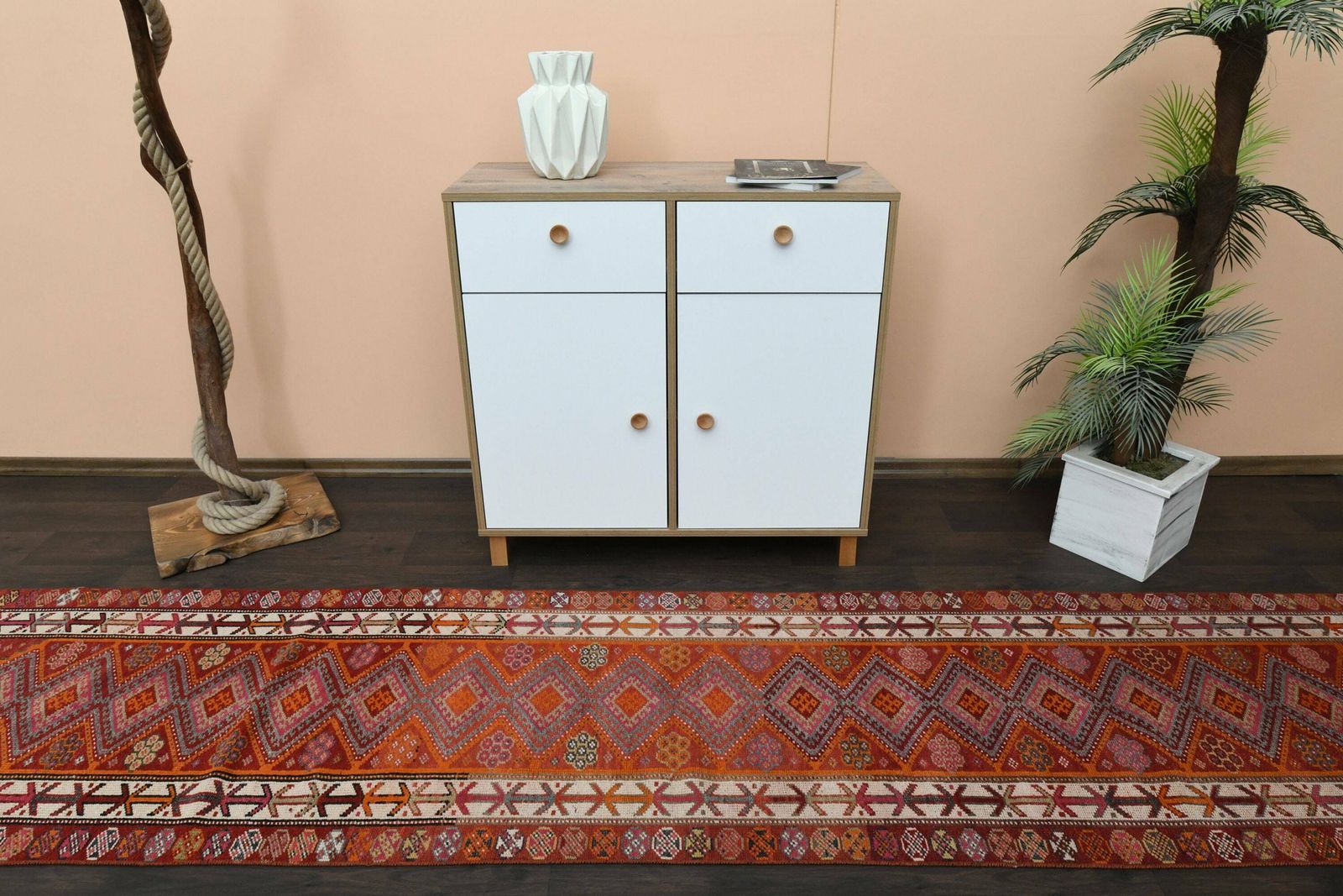 2.6x11.5 Ft Turkish Oushak Runner Rug, Anatolian Wool Rug, Vintage Rug, Hallway Rug, Kitchen Rug, Bohemian Rug, Entryway Rug, 3x11 Rug photo 950.0