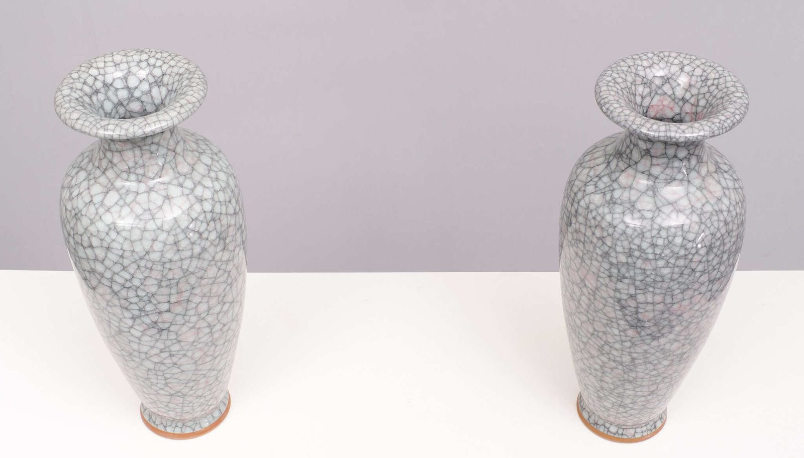 Set Large Chinese Handmade Antique Ice Crack Glaze Vases photo for sale
