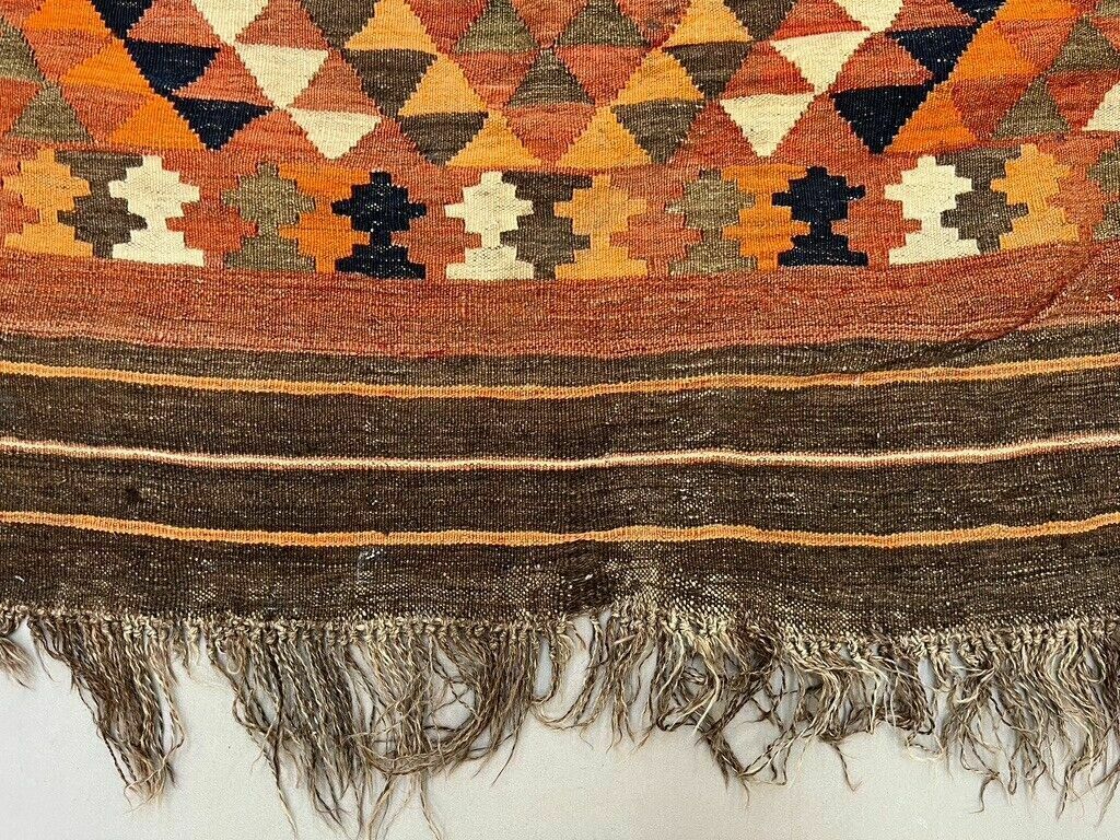 Vintage Uzbek Tribal Kilim Wool Rug 418x240 Cm Red, Orange, Brown, Black Large photo buy