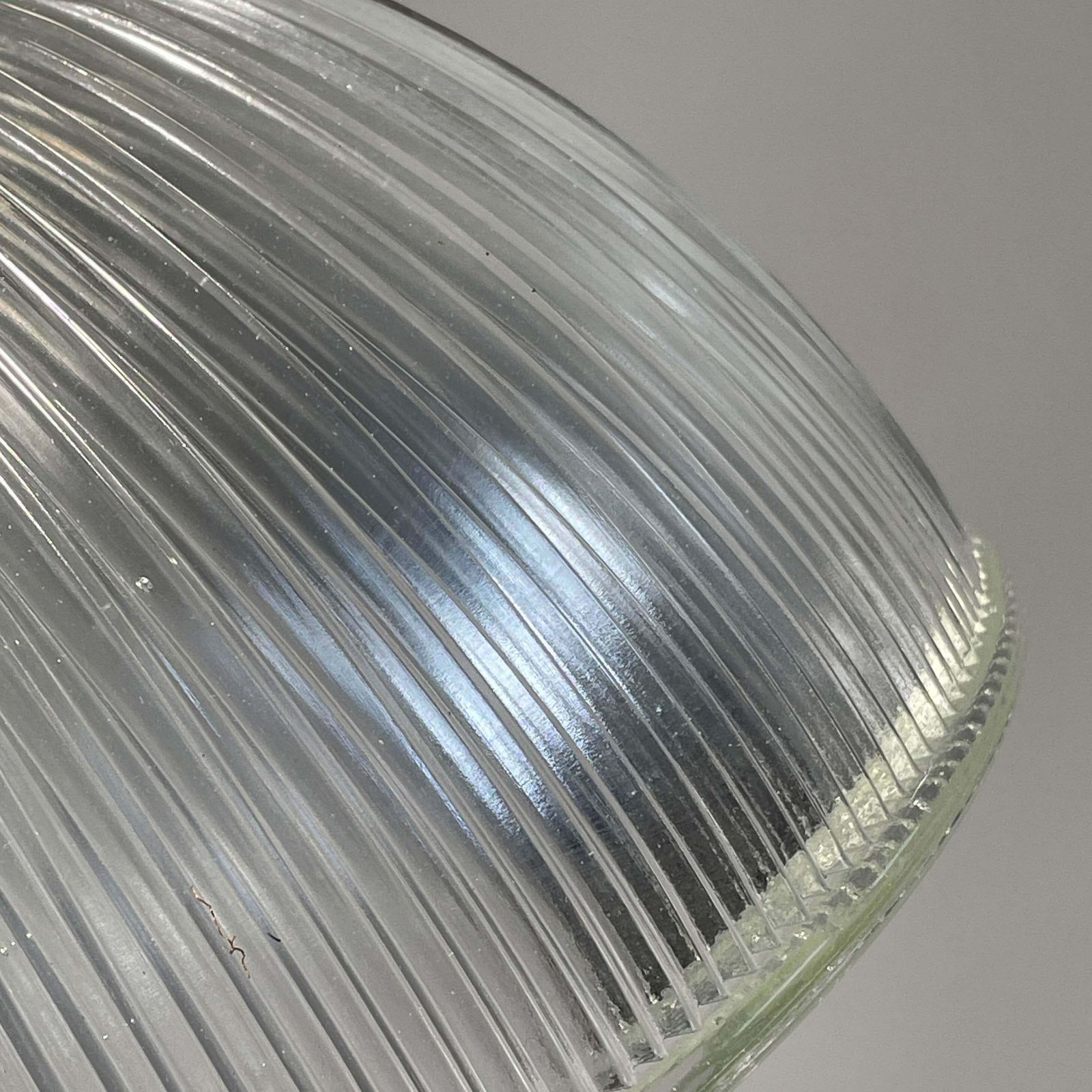 photo for sale Art Deco Holophane Industrial Glass Pendant Lamp, France, 1930s