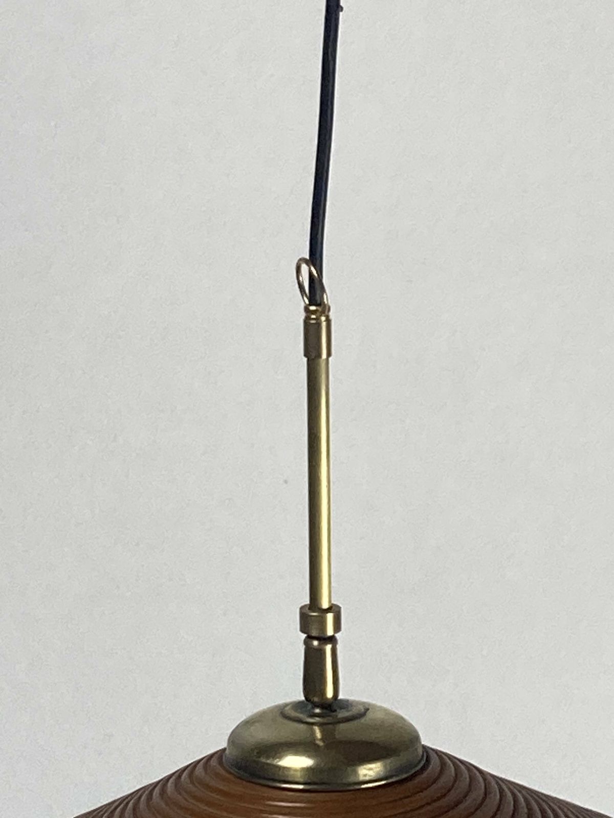 Pencil Split Reed, Rattan, Bamboo & Brass Hanging Pendant Lamp, 1970s photo Lighting