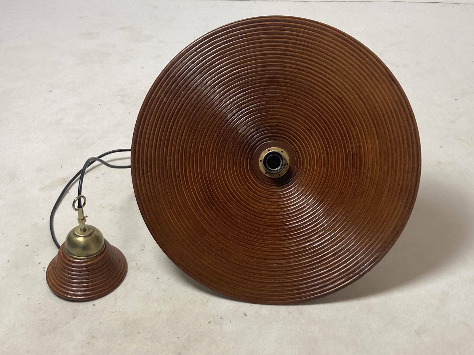 photo buy Pencil Split Reed, Rattan, Bamboo & Brass Hanging Pendant Lamp, 1970s
