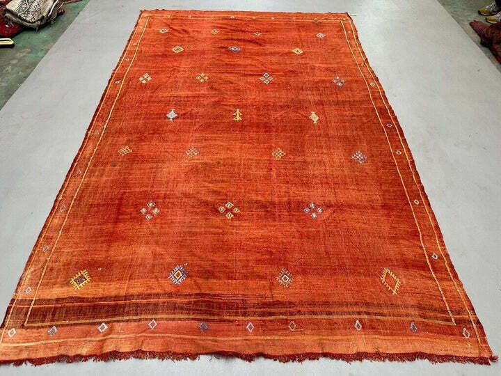 Vintage Moroccan Vegan Silk/Wool Berber Kilim X Large Kelim Rug photo for sale