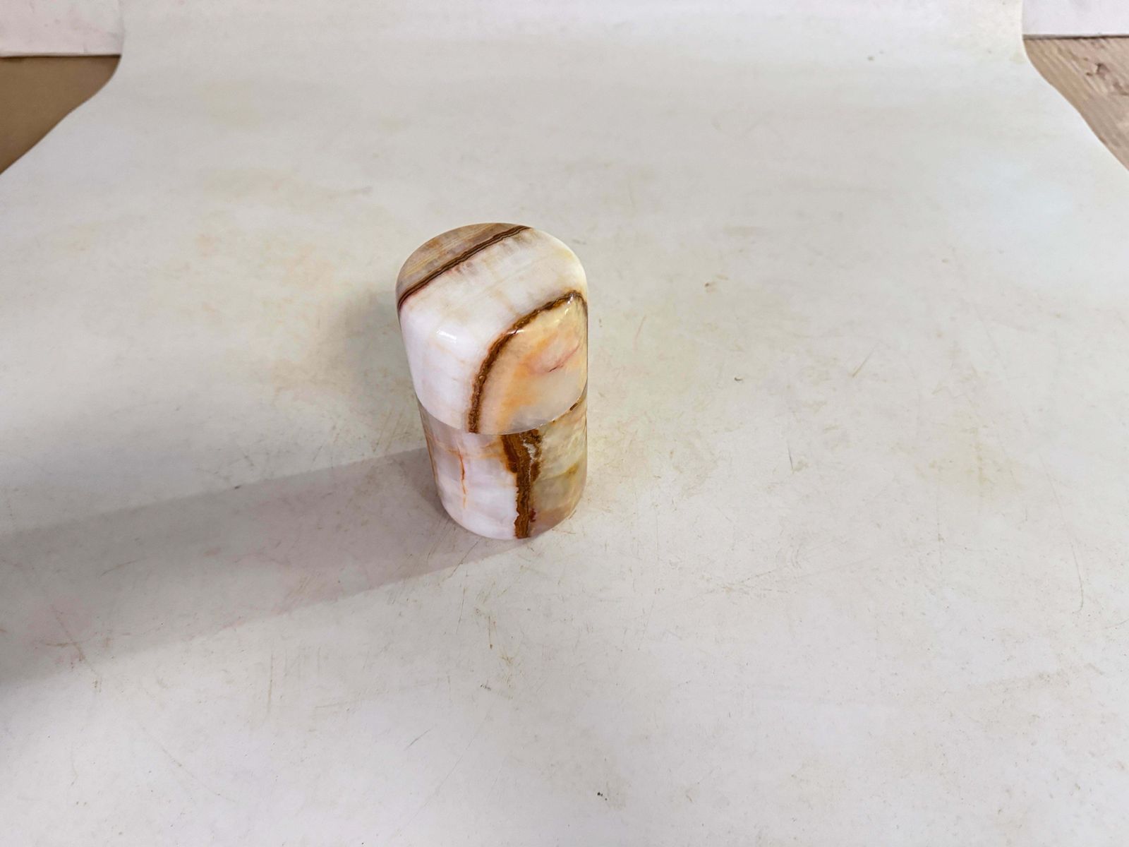 Italian Onyx Vide Poche Or Box With A Lid Beige Color Italy 1970 photo Home Decor