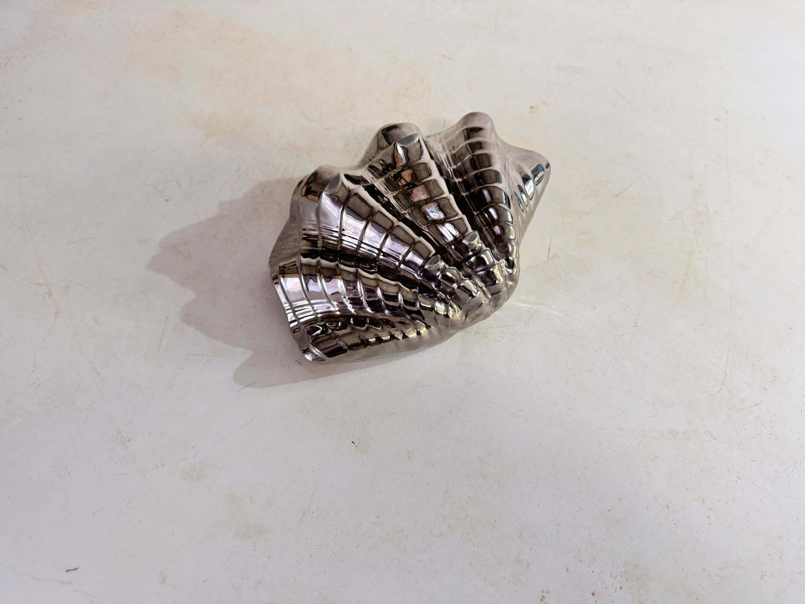 Ceramic Shell Vide Poche Silver And Gold Colors 20th Century photo vintage
