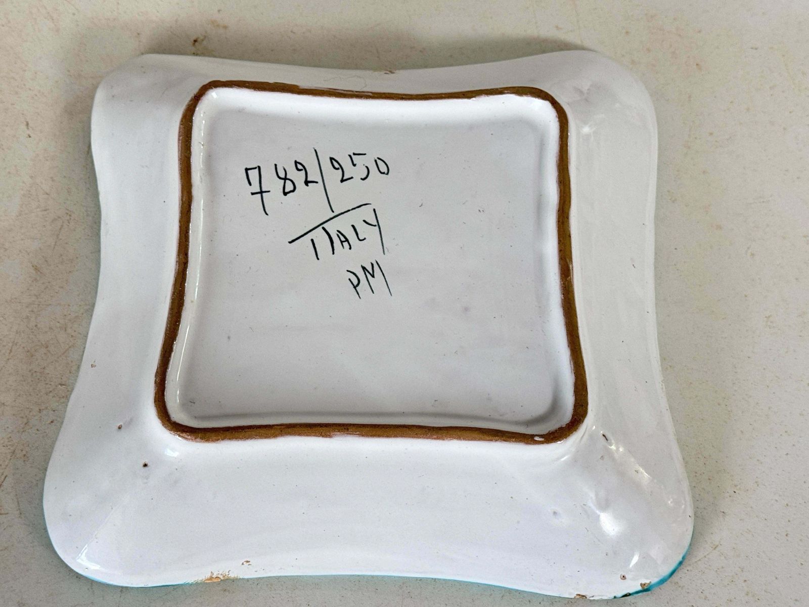 Ceramic Blue And Red Ashtray Or Vide Poche Circa 1960 Italy Signed Pm Italy photo Home Decor