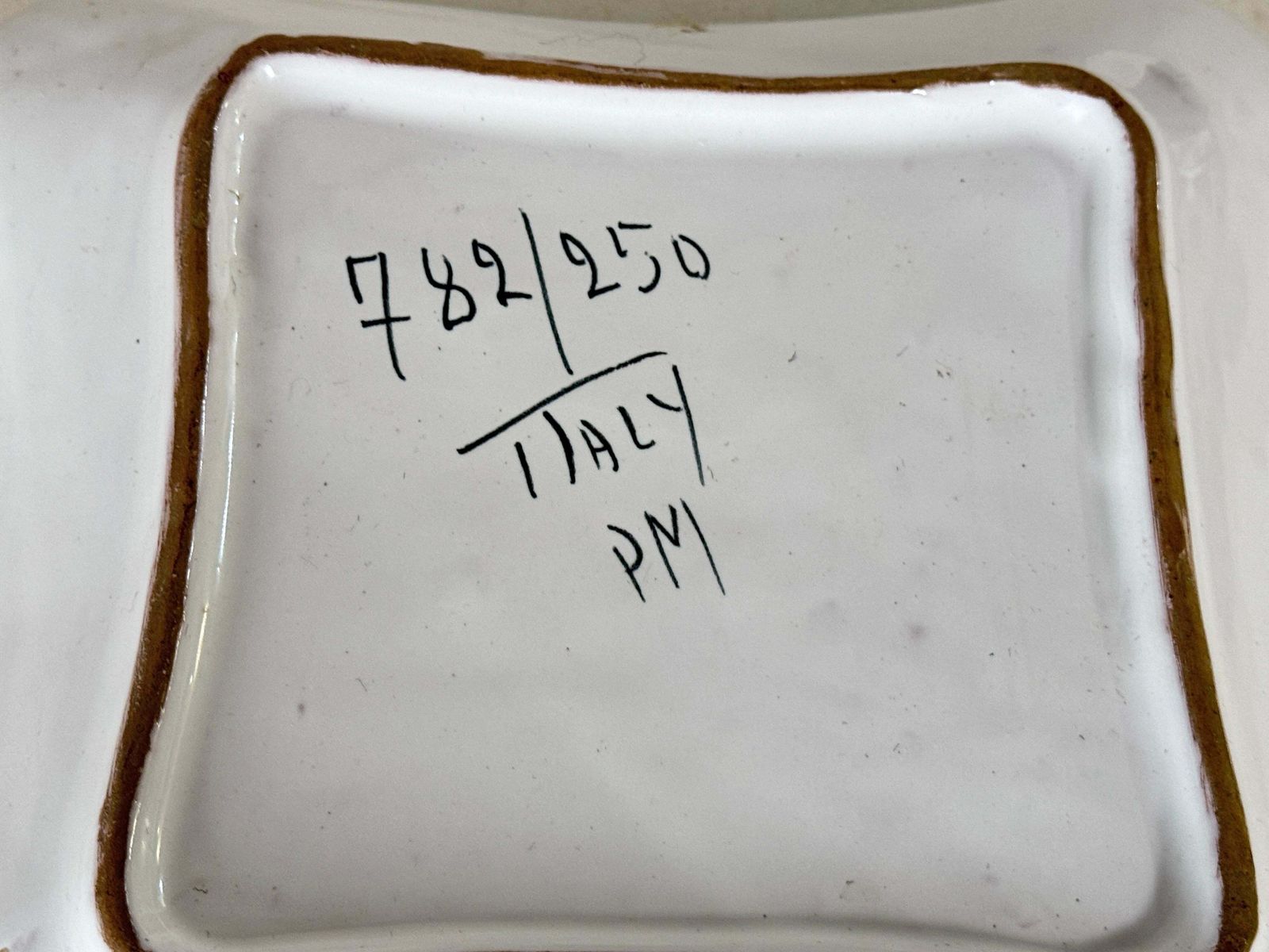 photo furniture Ceramic Blue And Red Ashtray Or Vide Poche Circa 1960 Italy Signed Pm Italy
