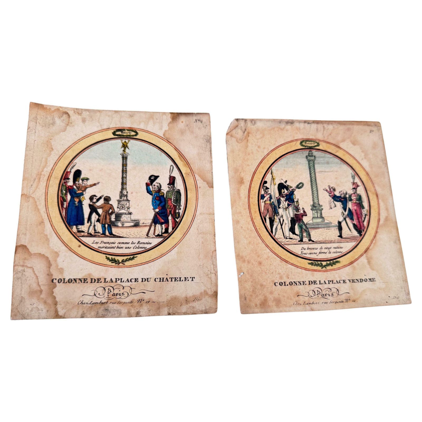 Old Original Engraving With Soldiers Characters In Paris France 19th