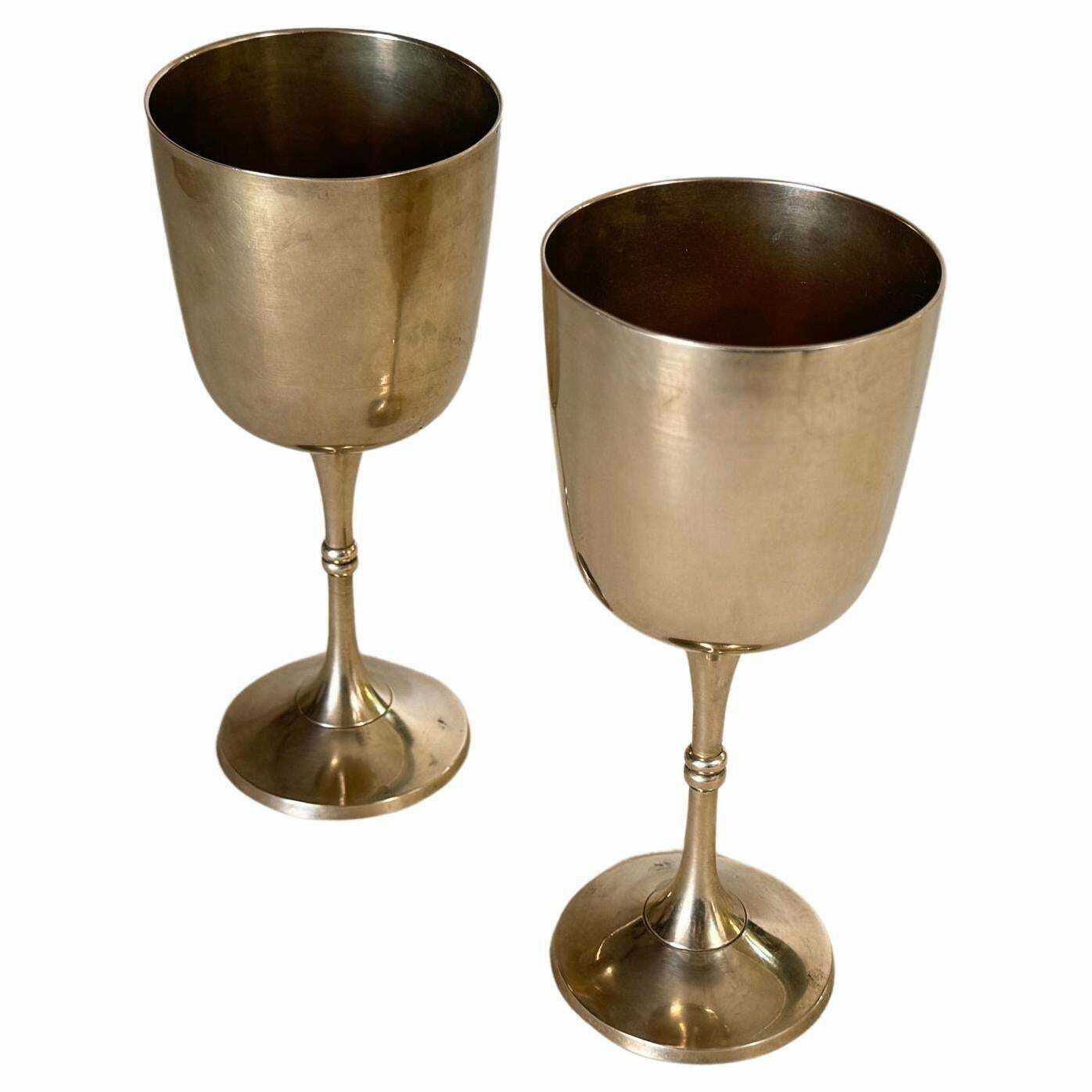 French Pair Of Chalices In Metal Circa 1960 France Silvered Color photo furniture