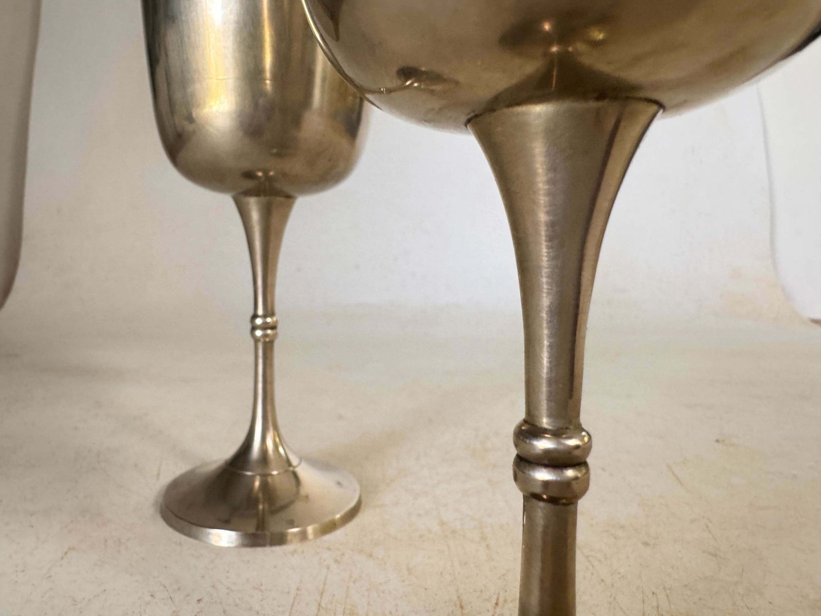 French Pair Of Chalices In Metal Circa 1960 France Silvered Color photo vinterior