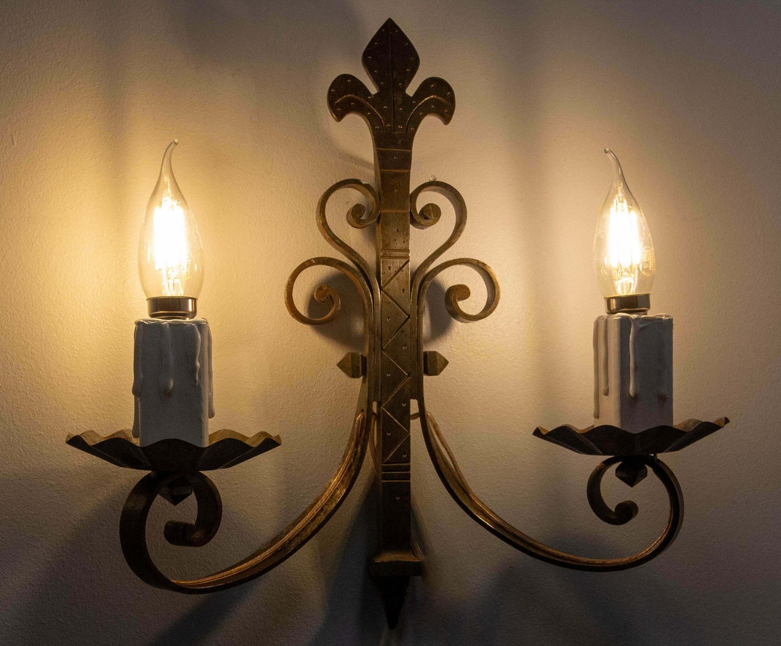 Sconce Wall Light Lantern Iron And Wood French Circa 1960 photo furniture