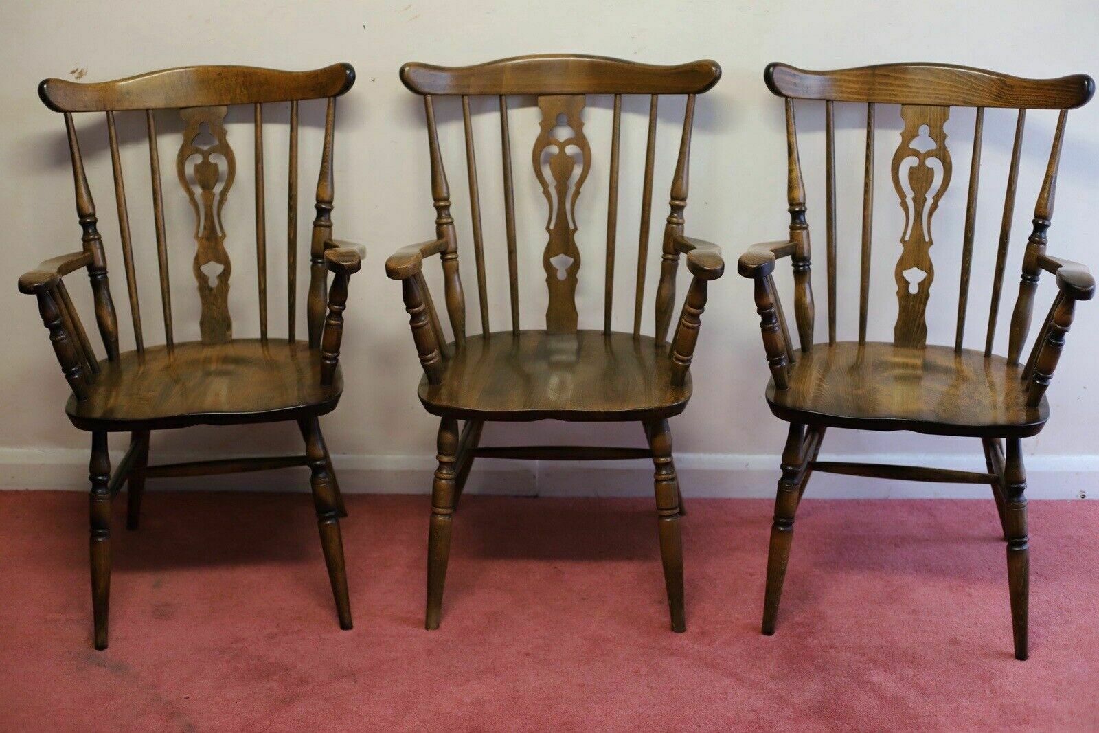 Lovely Set Of Five Beech Farmhouse Armchairs photo Furniture