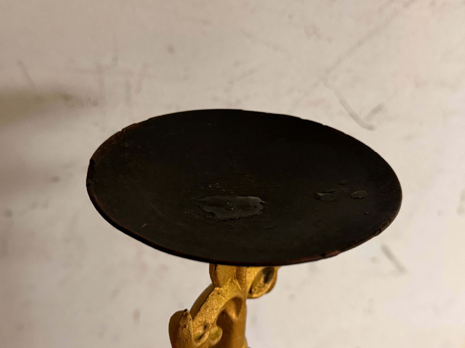 Gillt Iron Candle Holders Or Candlesticks Black And Gold France 1970 Set Of 2 photo vinterior
