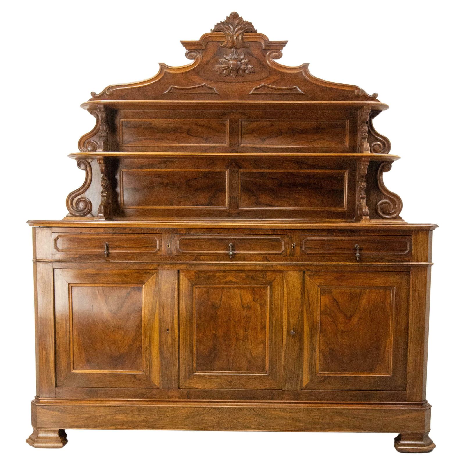 19th Century Walnut Buffet Louis Philippe Deux Corps, France