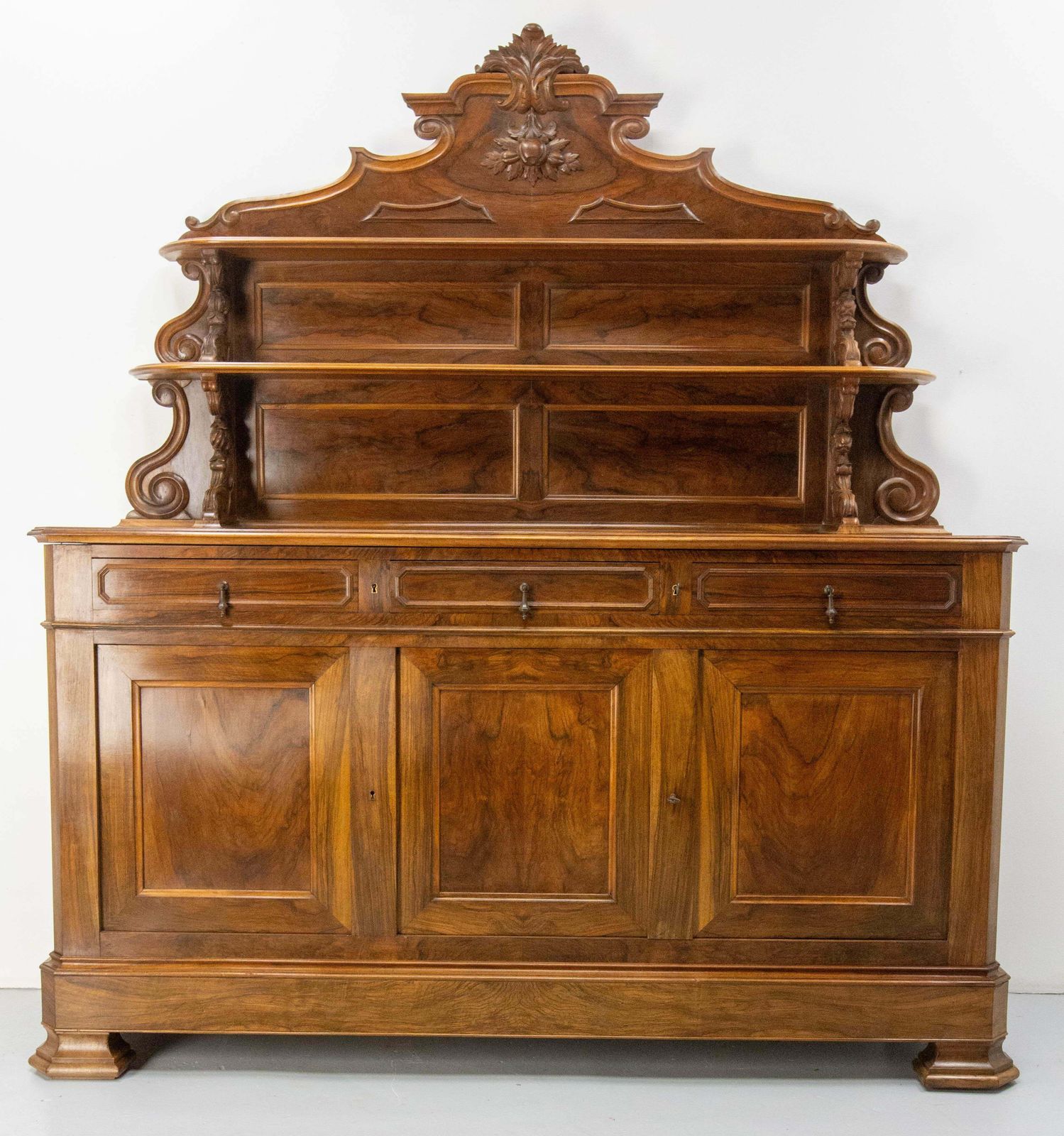 19th Century Walnut Buffet Louis Philippe Deux Corps, France photo furniture